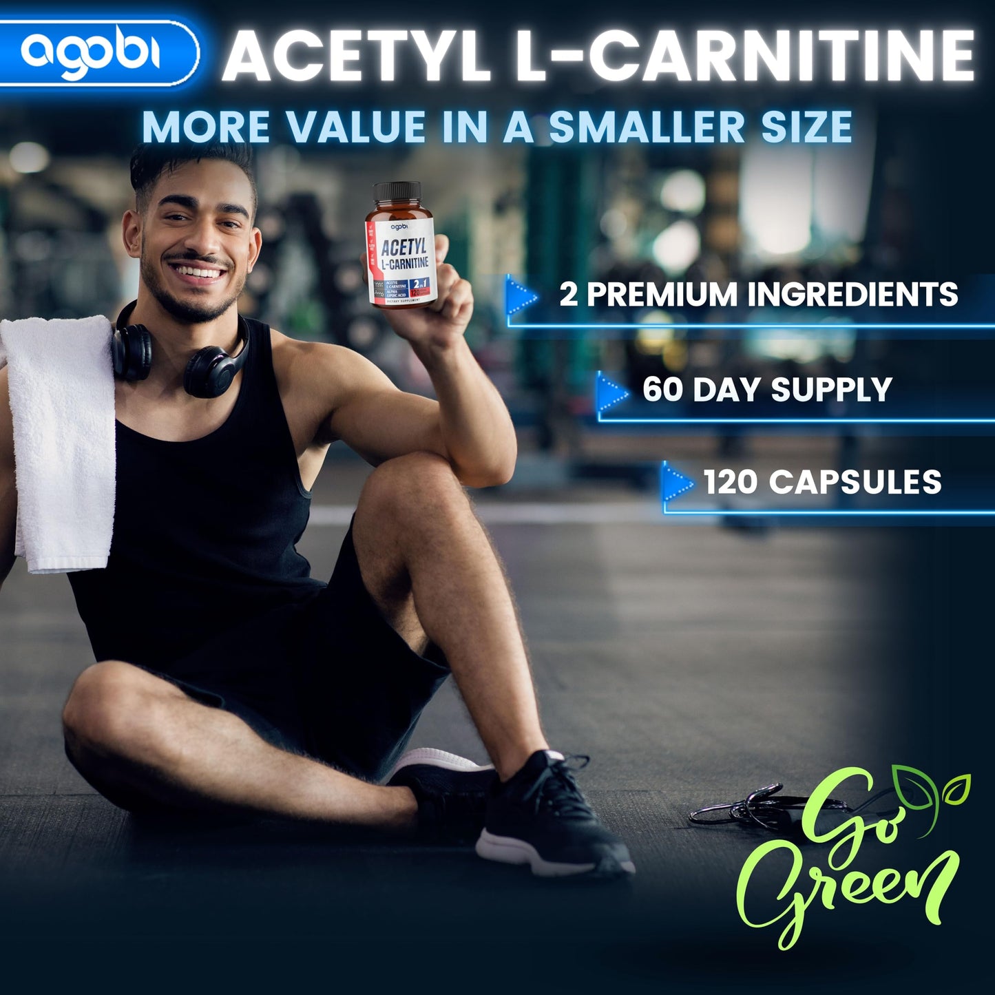 agobi Acetyl L-Carnitine & Alpha Lipoic Acid Complex 1500mg Capsules, 120 Count