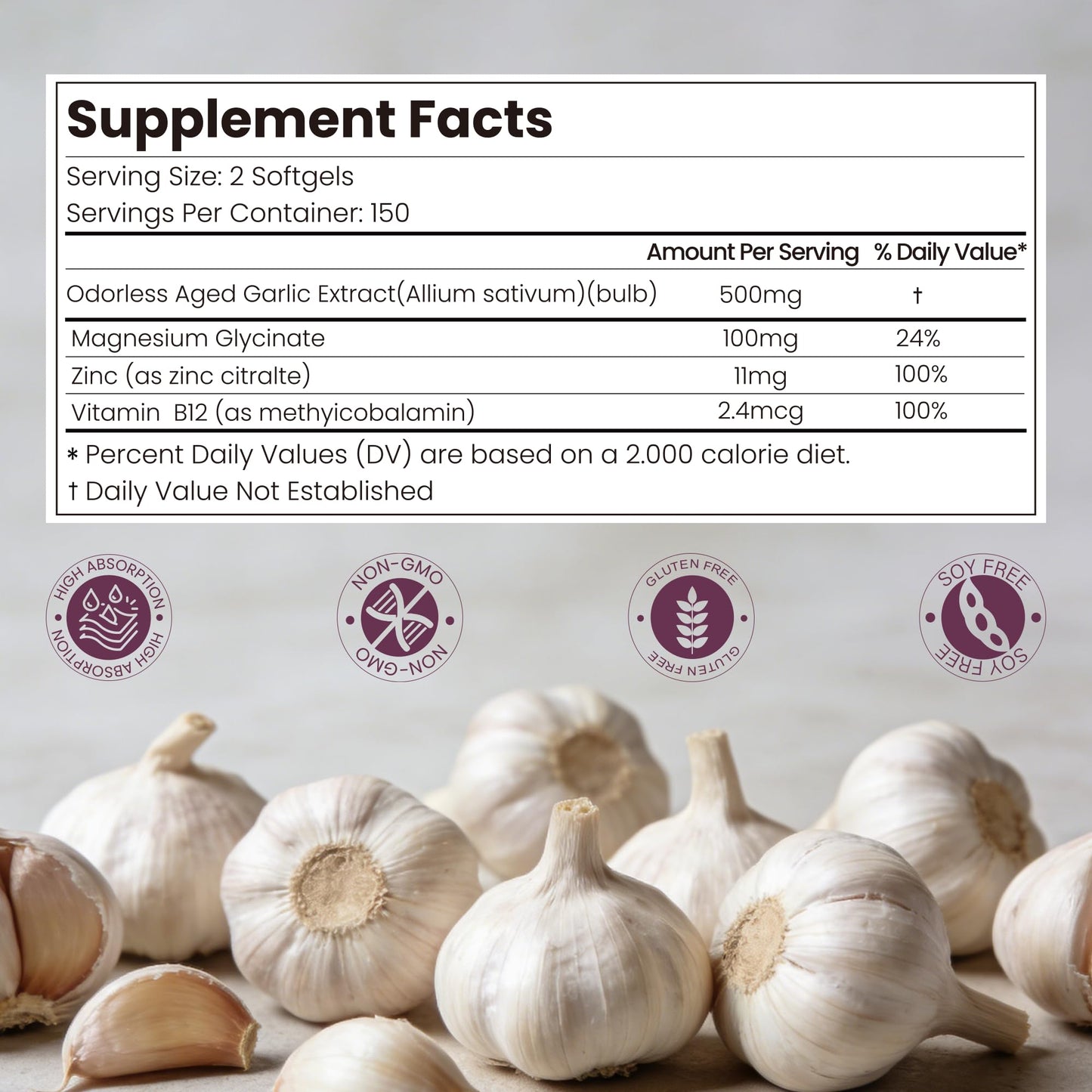 VerdiGusto 4-in-1 Aged Garlic Extract Softgels, 300 Count