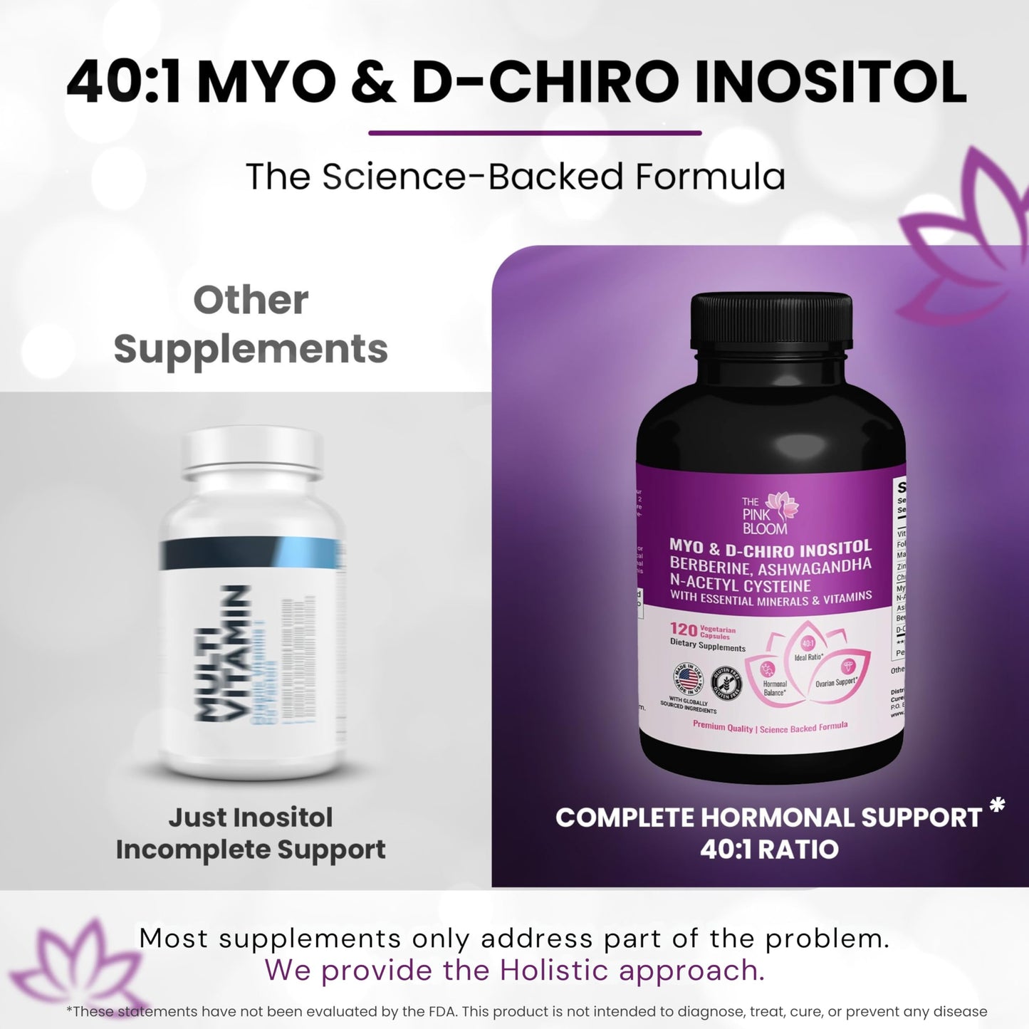 The Pink Bloom Myo & D-Chiro Inositol 40:1 Ratio Capsules, 120 Count