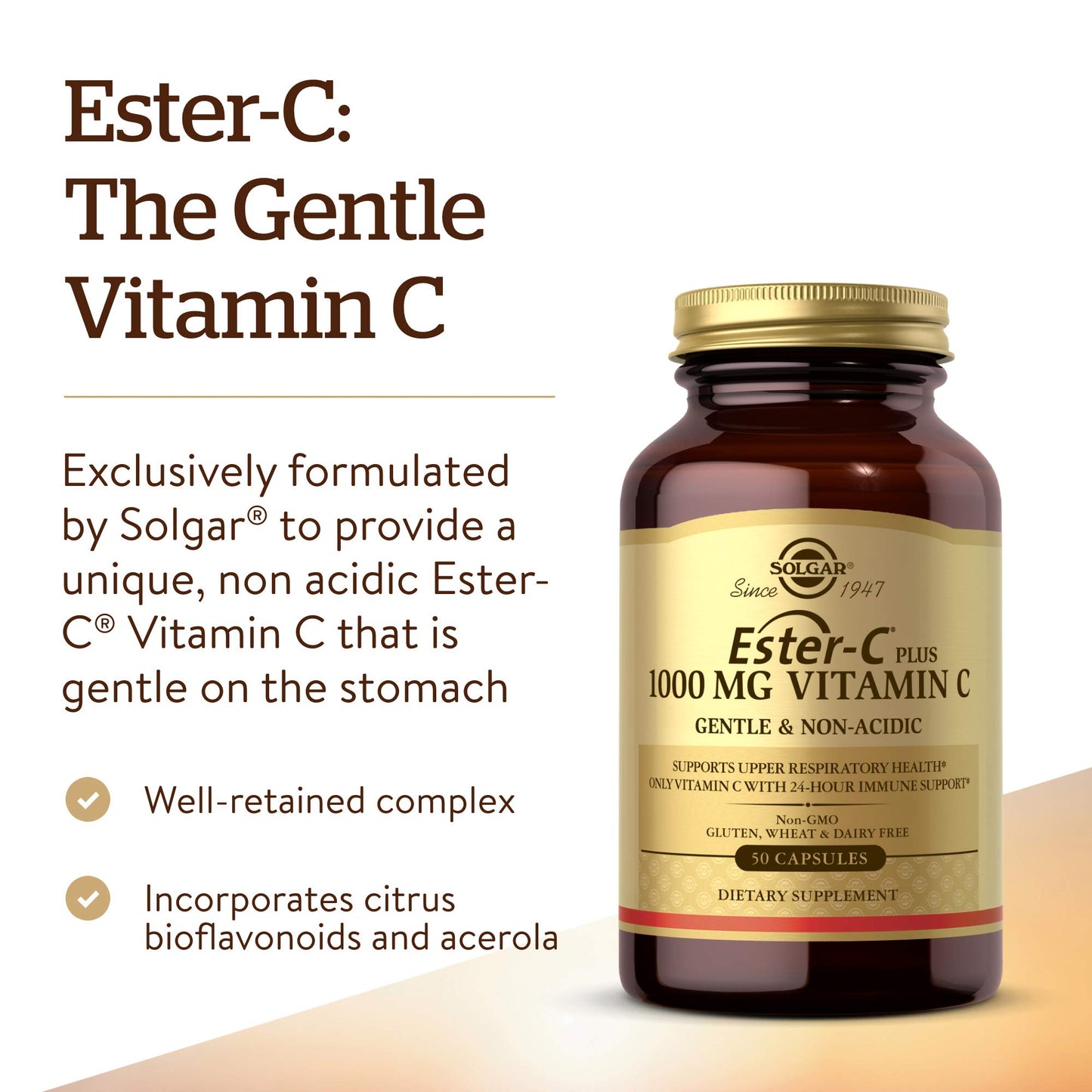 Solgar Ester-C Plus 1000 mg Vitamin C Capsules, 50 Count
