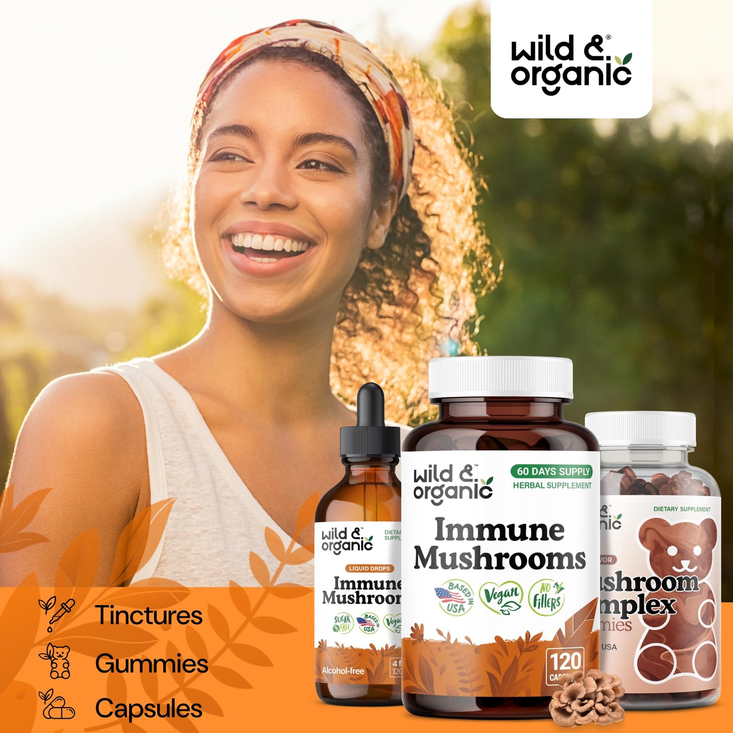 Wild & Organic Immune Mushroom Blend 120 Capsules