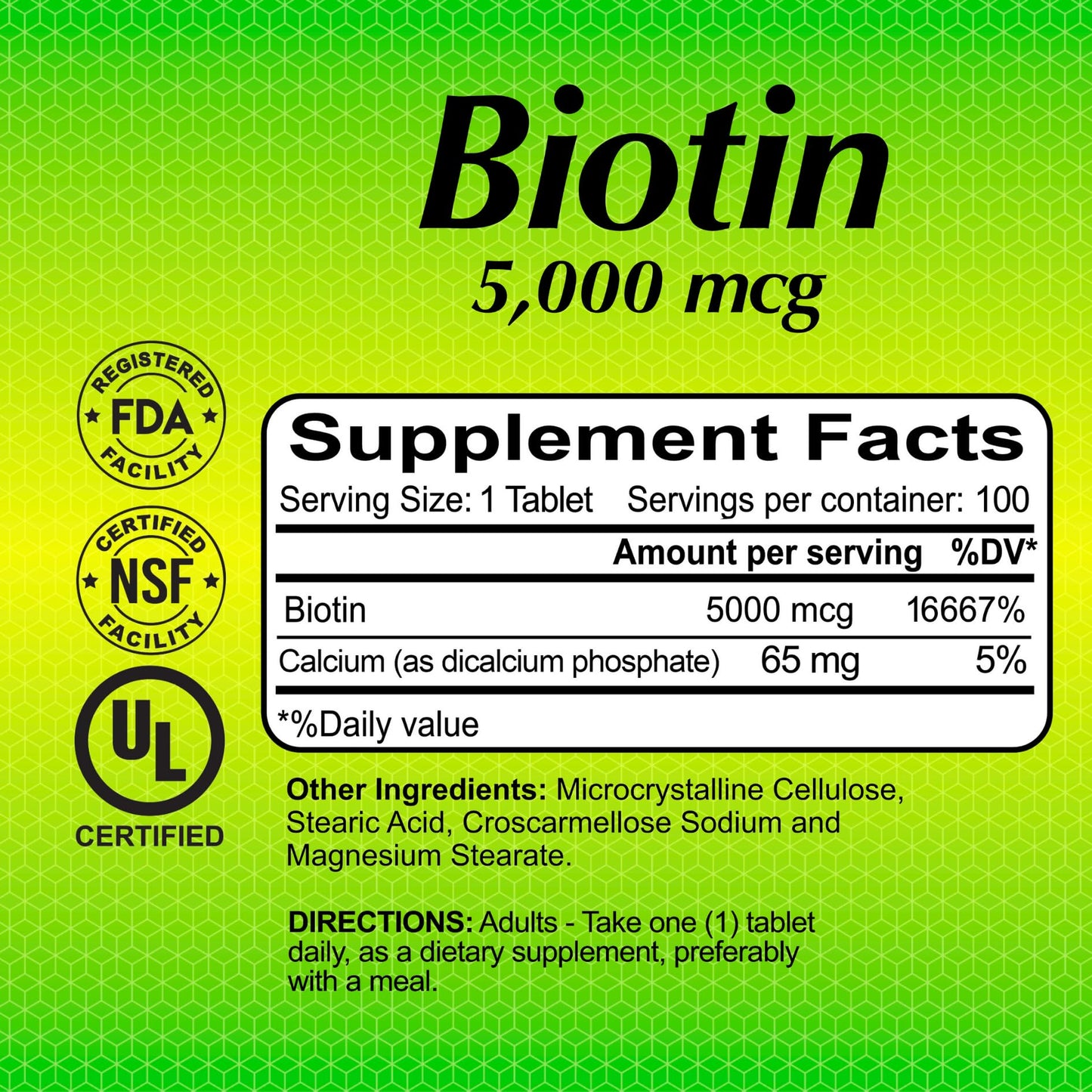 ALFA VITAMINS Biotin 5000 mcg High Potency Vitamin B7 Supplement for Daily Use Capsules, 200 Capsules