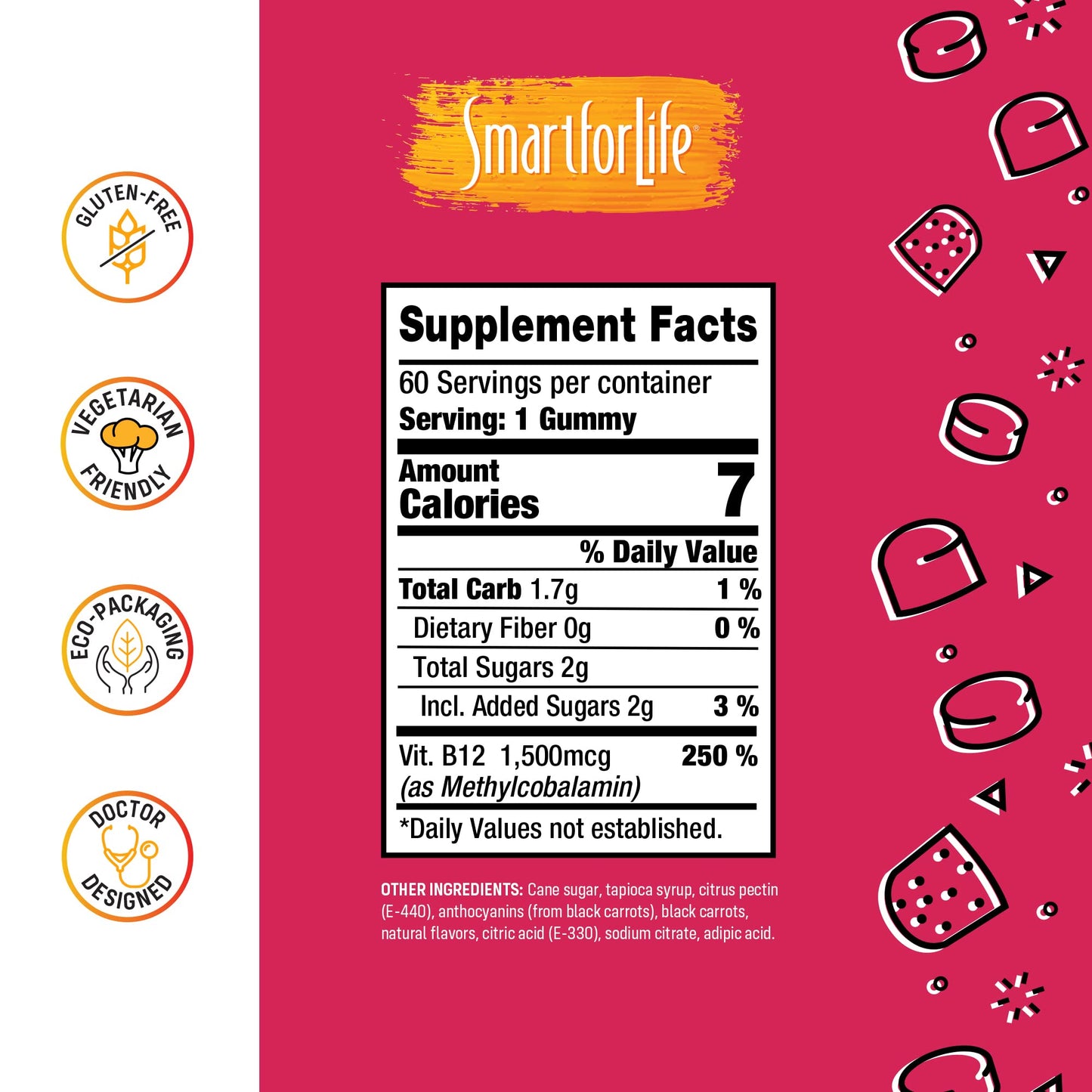 Smart for Life B12 Gummy Vitamins 1500 mcg, 60 Count