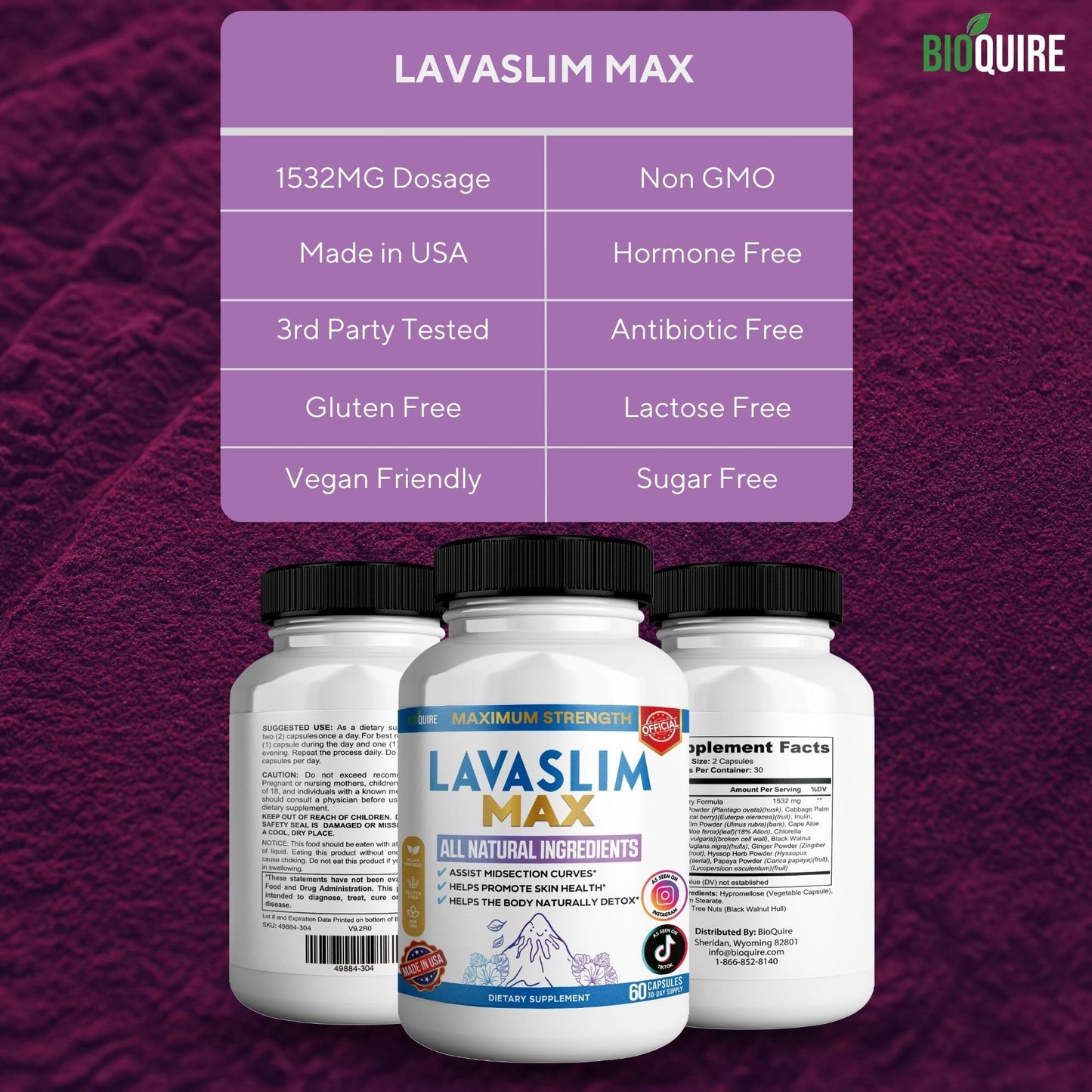 BIOQUIRE LavaSlim Max Natural Dietary Supplement Capsule 60 Capsules