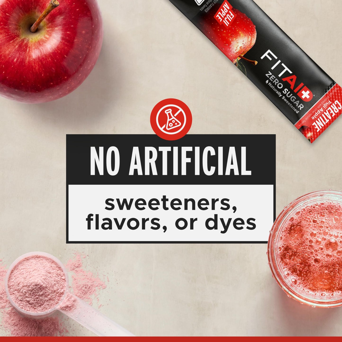 LIFEAID FITAID Creatine Monohydrate Powder with CreaPure, Fuji Apple Flavor, 14 Single-Serve Packs, 3.06 oz