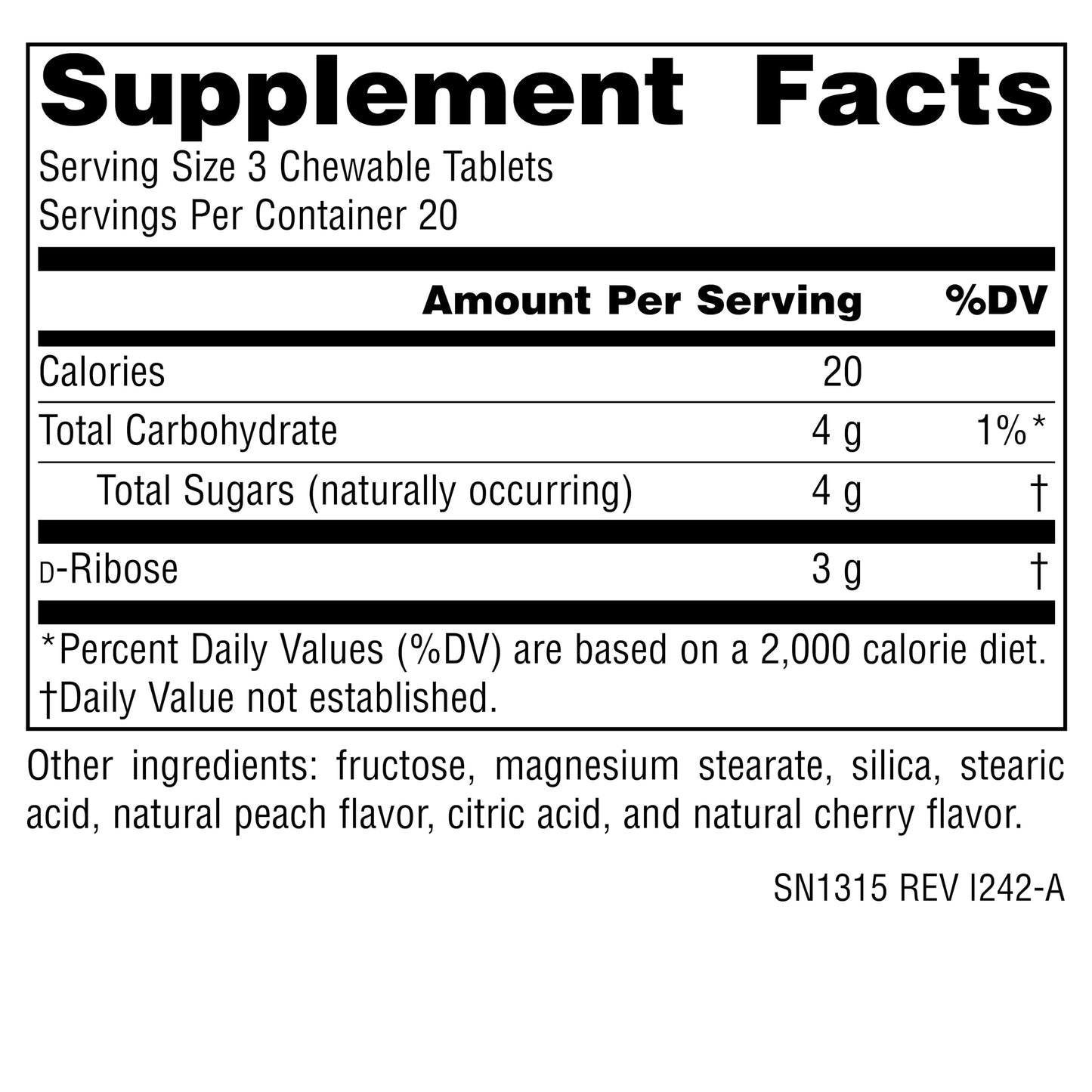 Source Naturals Ribose Tablet, 60 Tablets