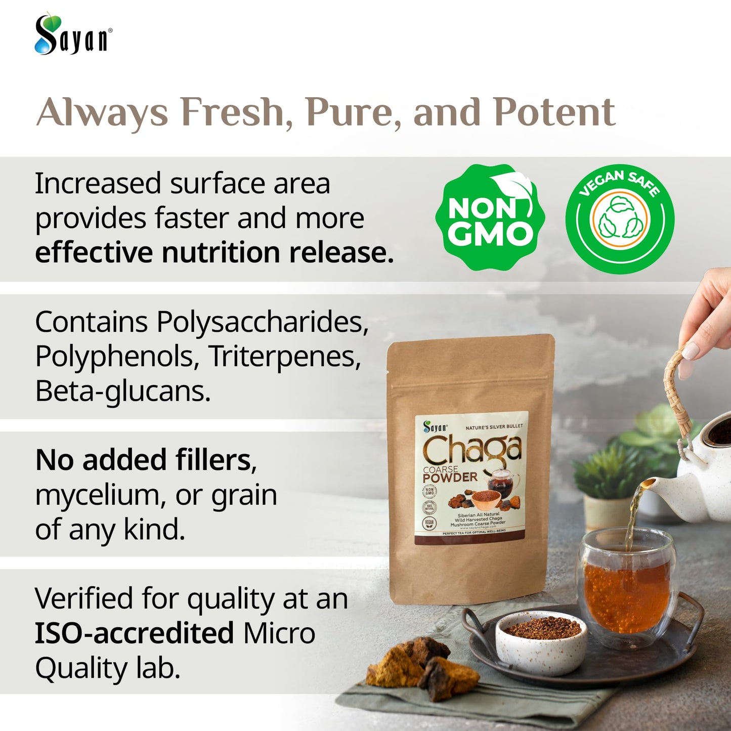 Sayan Coarse Chaga Powder, 35.2 oz