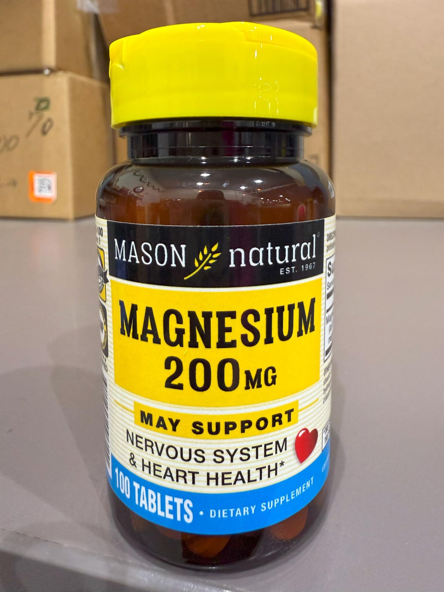 Mason Natural Magnesium 200 mg Muscle and Nerve Function Support, 100 Tablets