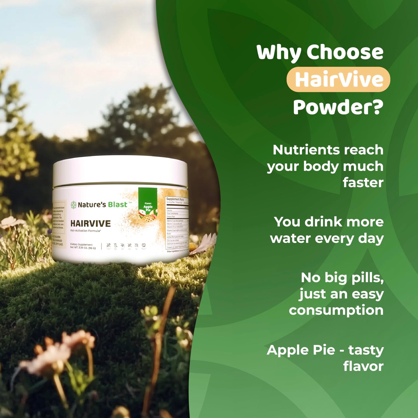 NATURES BLAST HairVive Women Hair Growth Supplement Powder 3.39 oz