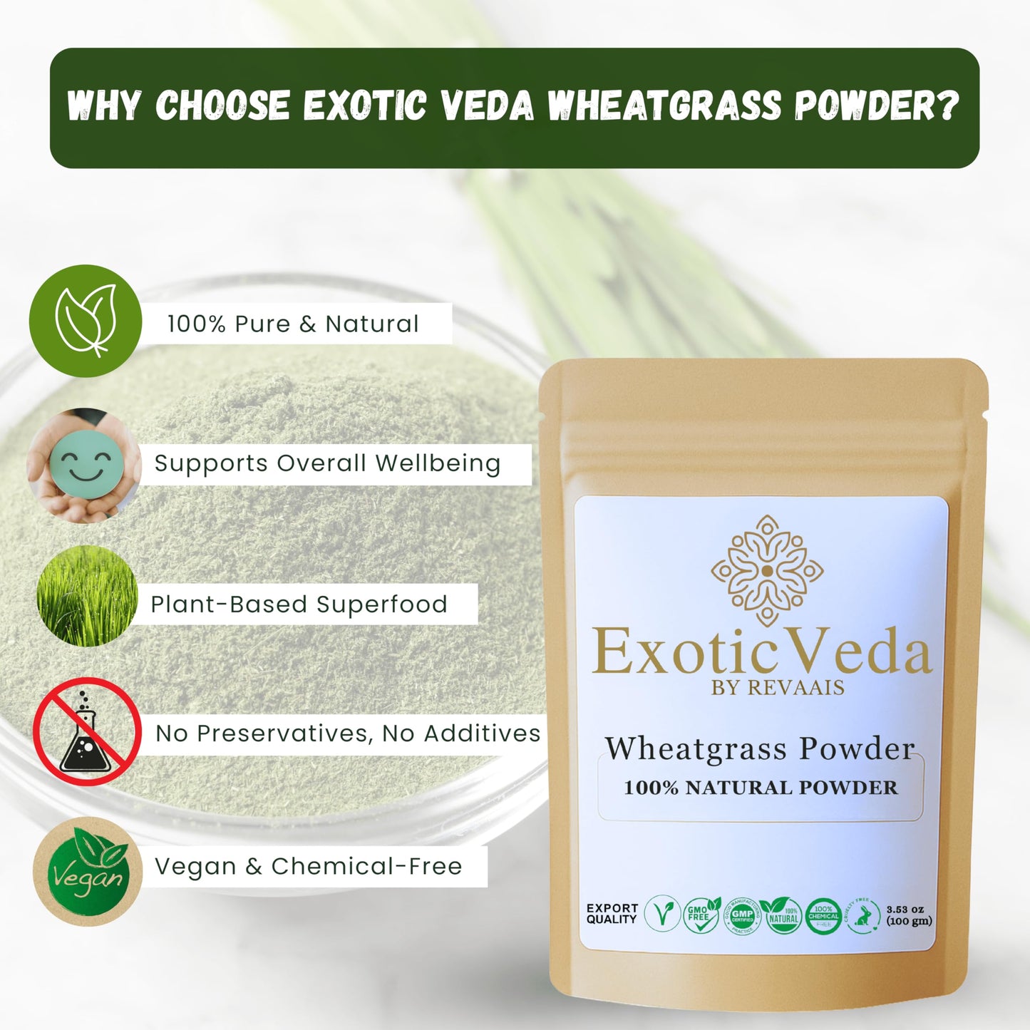 Exotic Veda Wheatgrass Powder 3.53 Ounce
