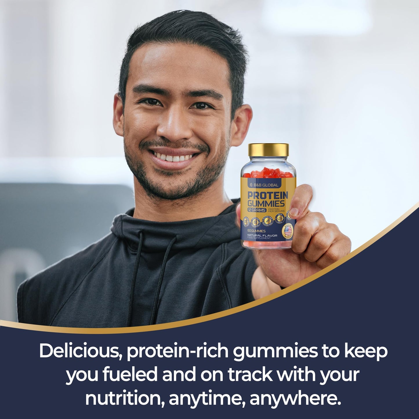 B&B GLOBAL Protein Gummies, 60 Gummies