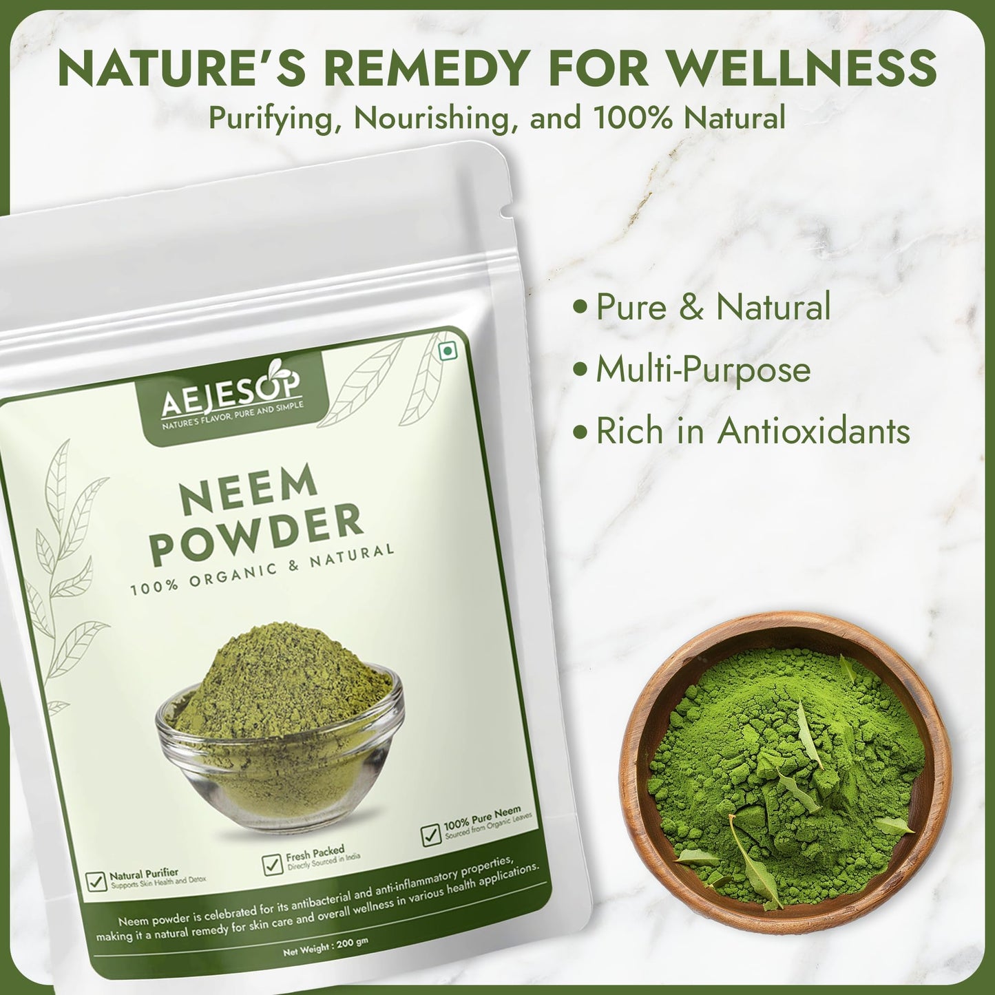 AEJESOP Neem Leaf Powder (Azadirachta Indica) 7 oz