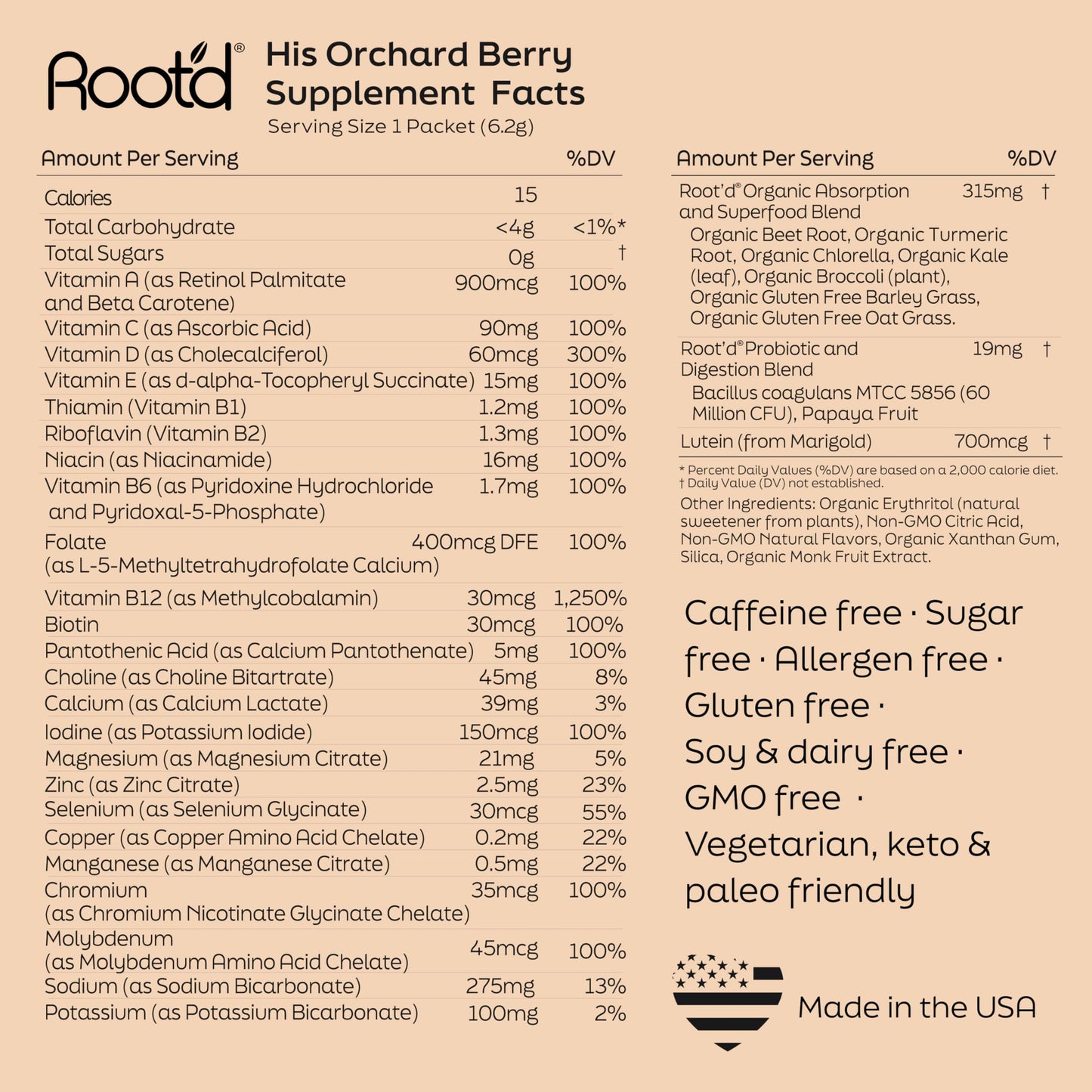 Root'd Multivitamin Powder with 3X Electrolytes for Men, Powder, 3.6