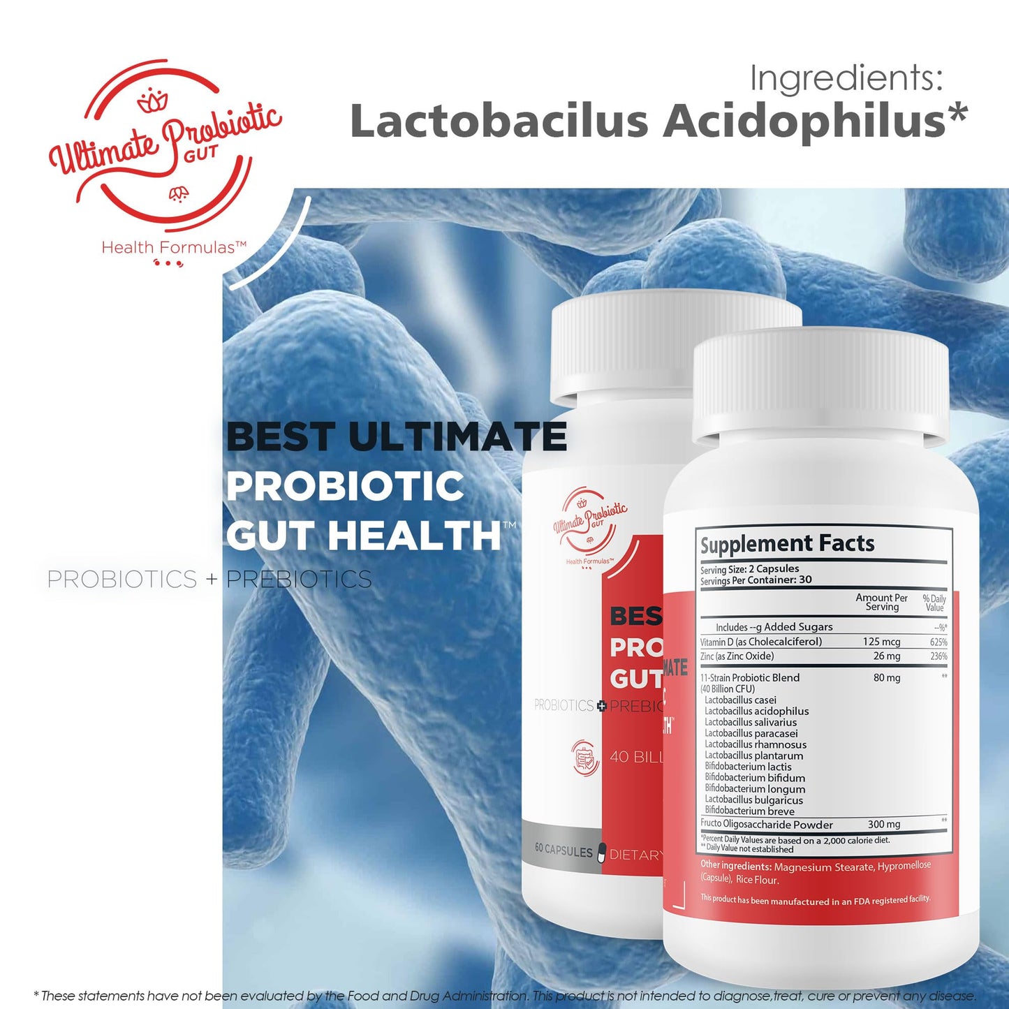Ultimate 11-Strain Probiotic & Prebiotic Formula for Gut Health Capsule, 1 Capsule