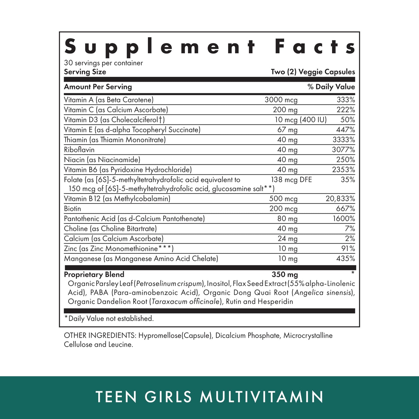 Michael's Health Naturopathic Programs Teen Girls Multivitamin Capsule 60 Count