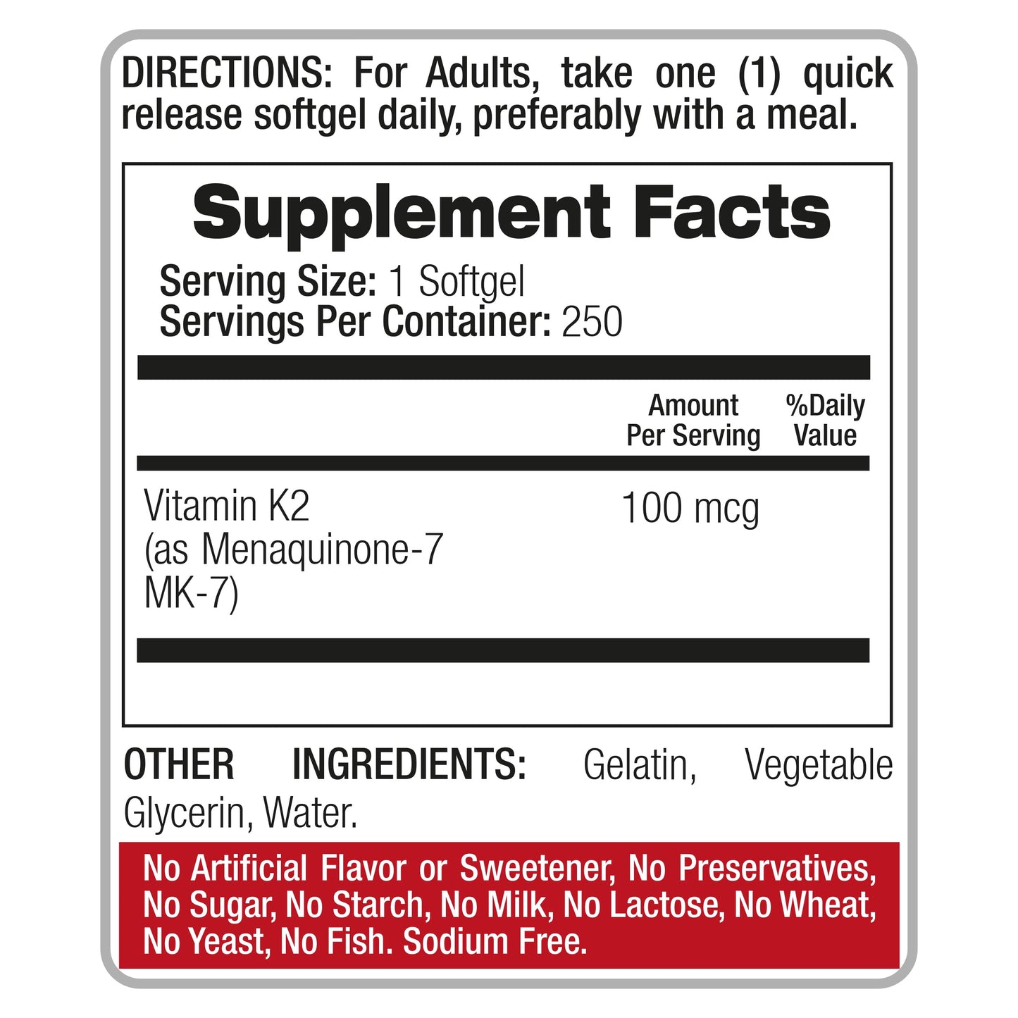 FITO MEDIC'S Vitamin K2 Softgels 250 Count