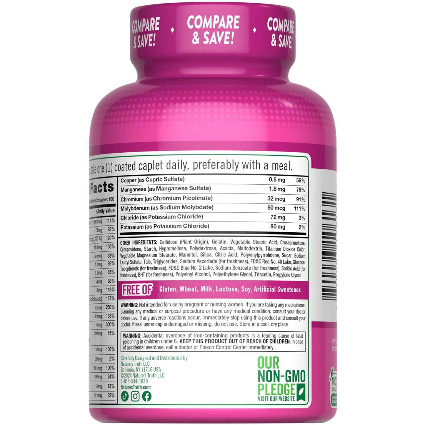 Nature's Truth Multivitamin for Women with Iron Caplets, 100 Count