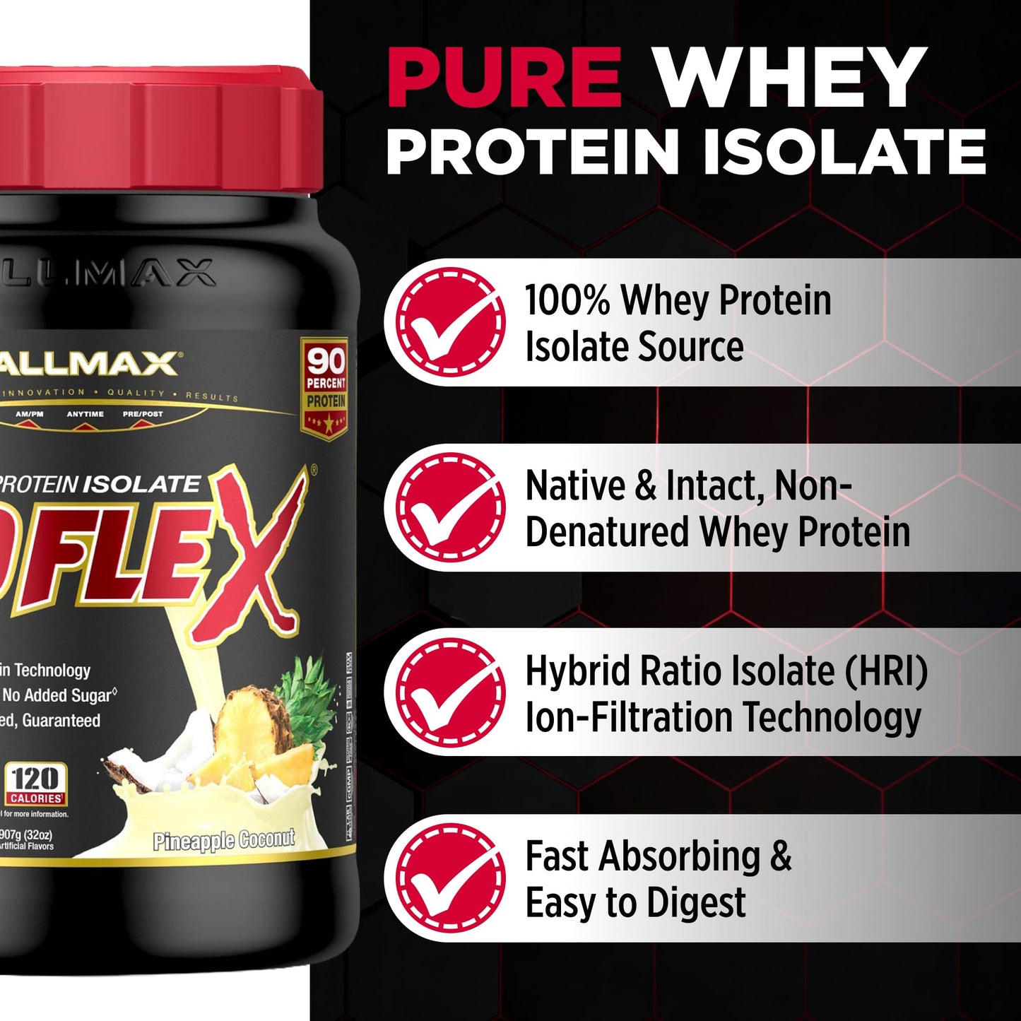 ALLMAX ISOFLEX Pure Whey Isolate Protein Powder 32 Servings