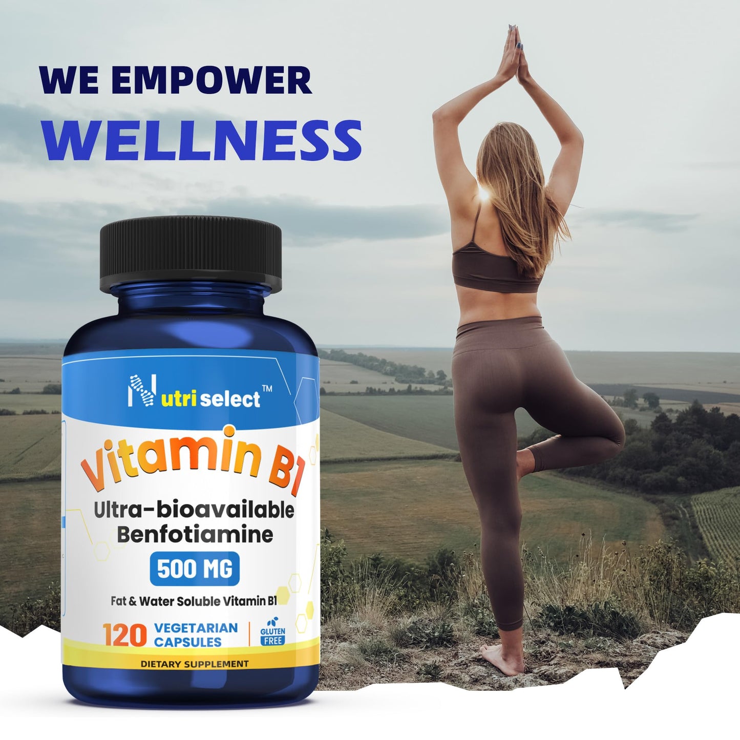 Nutriselect Vitamin B1 Benfotiamine Capsules 120 Count, Non-GMO, Vegan, Gluten-Free