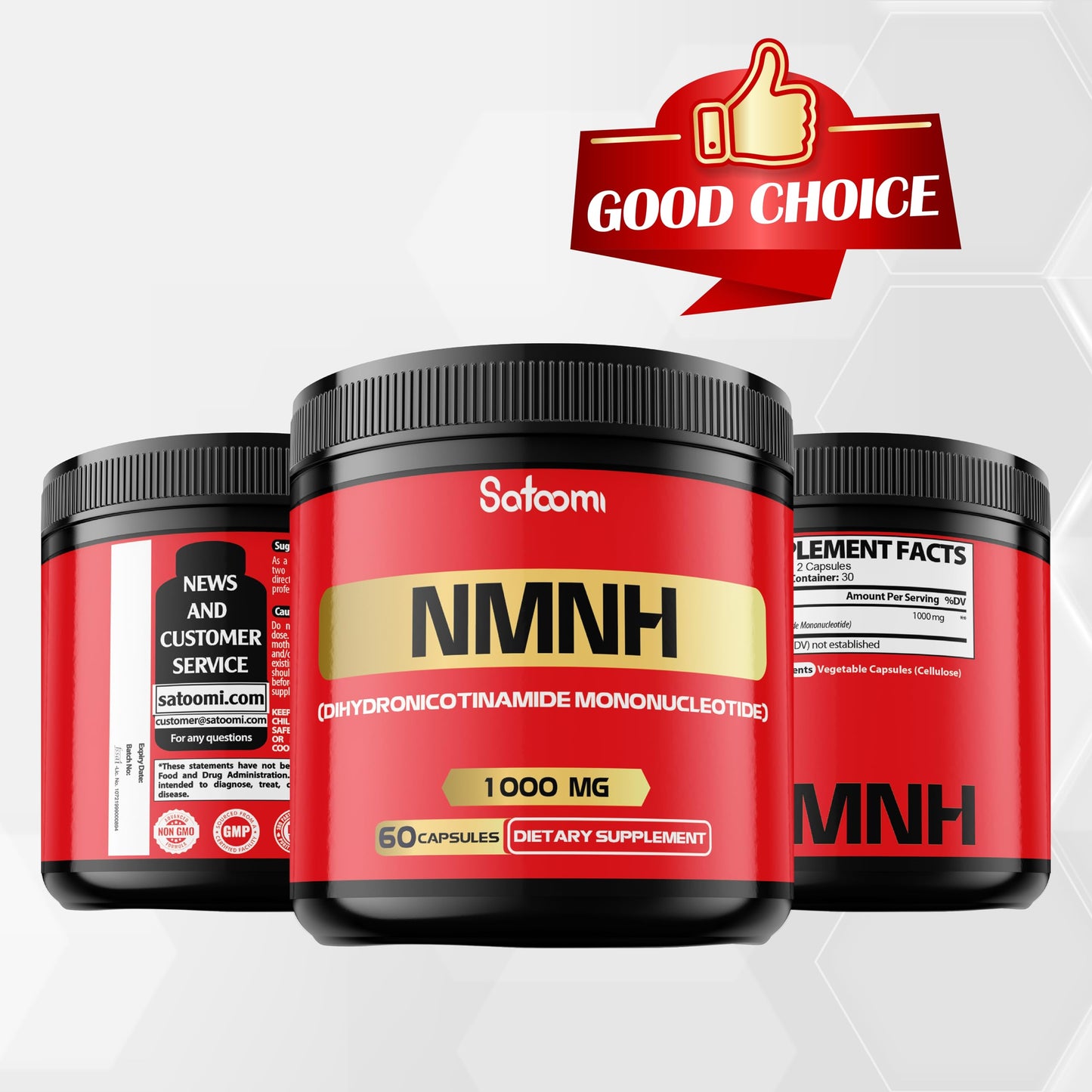 Satoomi NMNH (Dihydronicotinamide Mononucleotide) NMN Supplement Alternative - 1000mg per Serving NAD Support, 60 Capsules