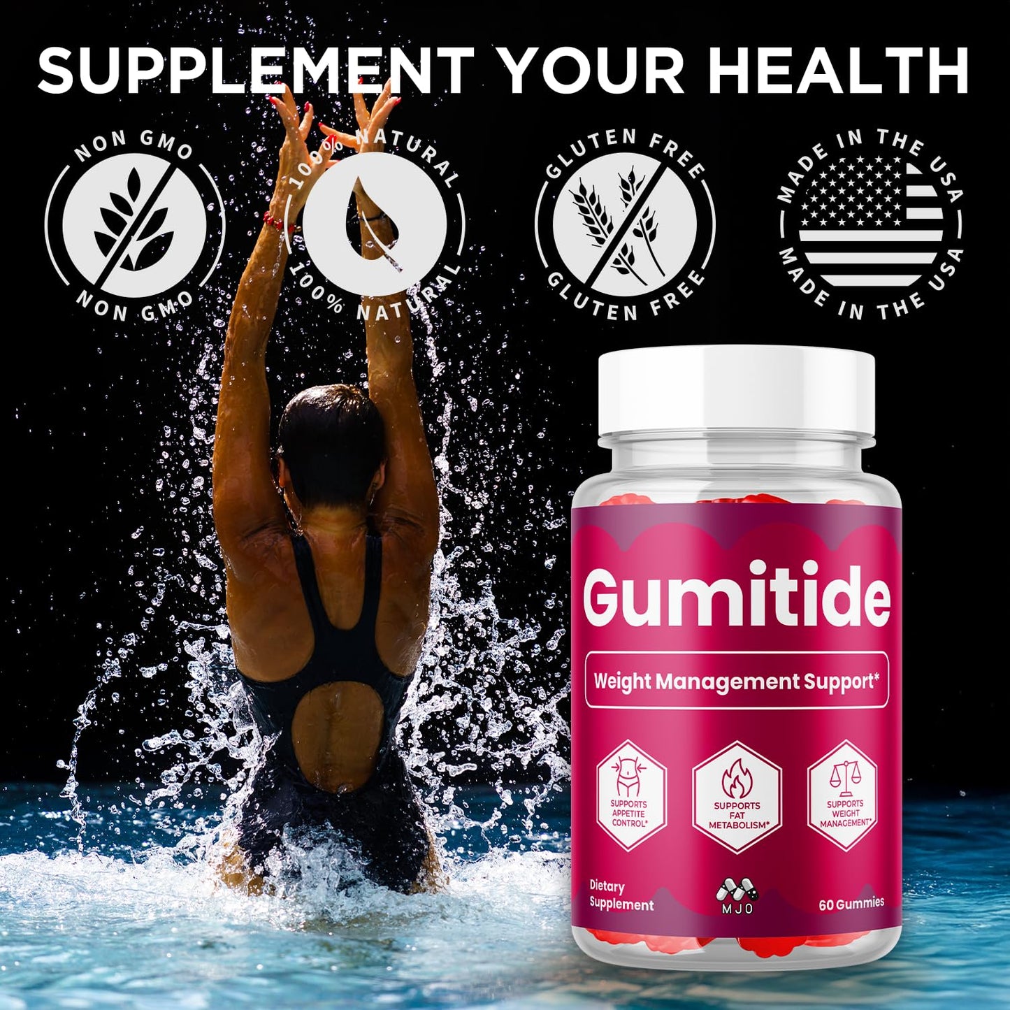 MJO Gumitide Weight Management Gummies with Apple Cider Vinegar, 180 Gummies