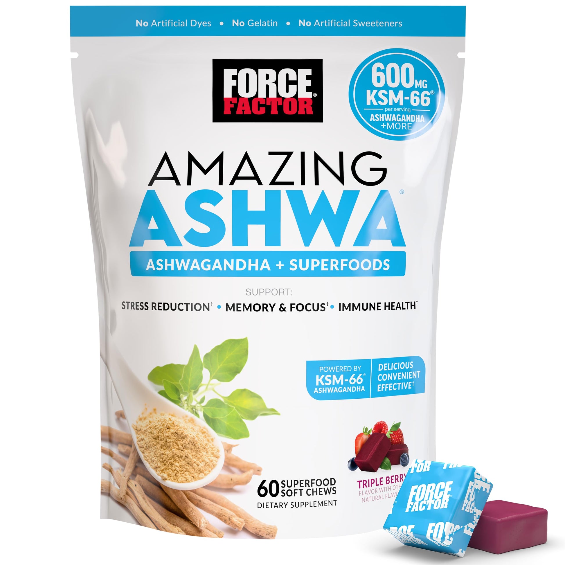 Force Factor Amazing Ashwa Chewable, 60 Count