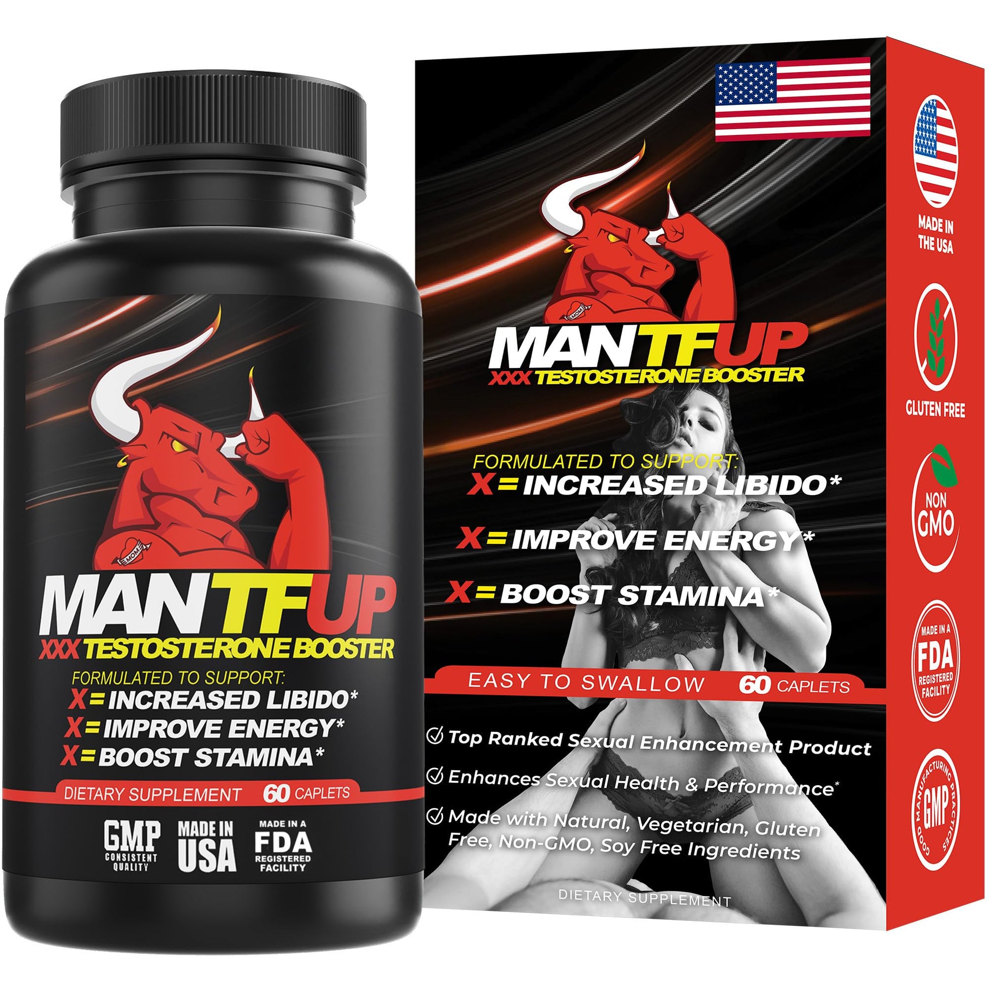 MANTFUP Vitality Enhancer for Men Testosterone Booster 60 Capsules