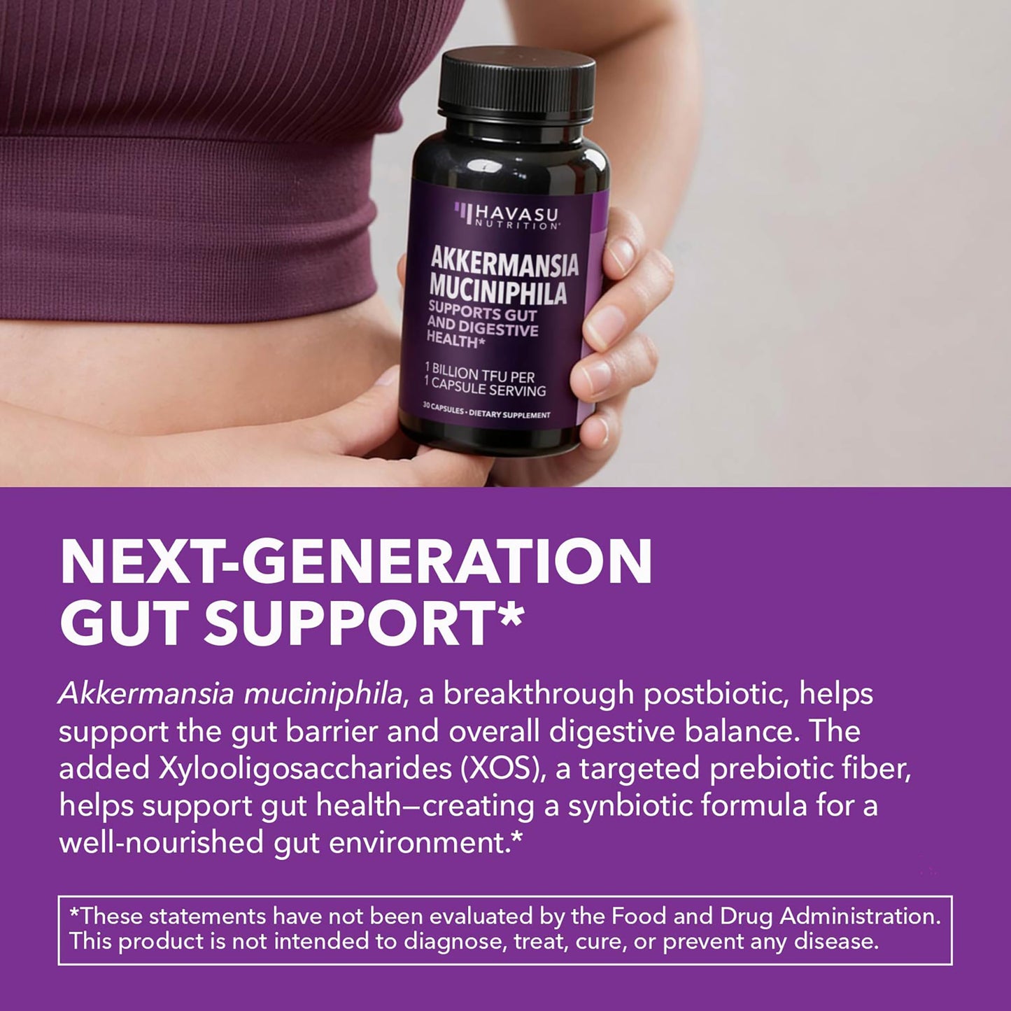HAVASU NUTRITION Akkermansia Muciniphila 1 Billion TFU GLP-1 Nutritional Support Capsule, 30 Count