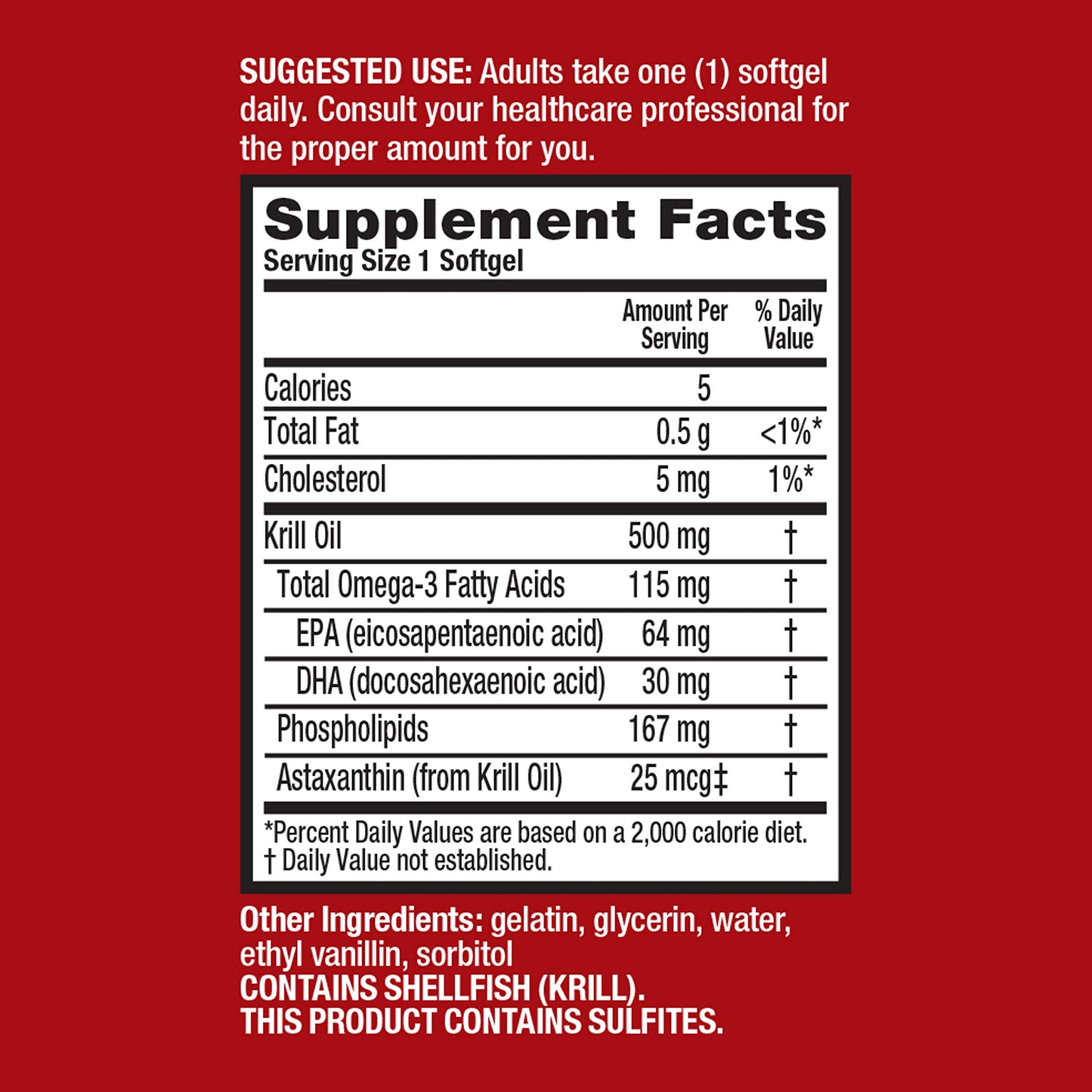 MegaRed Omega-3 Fish Oil Supplement 500mg Extra Strength Softgels 80 Count