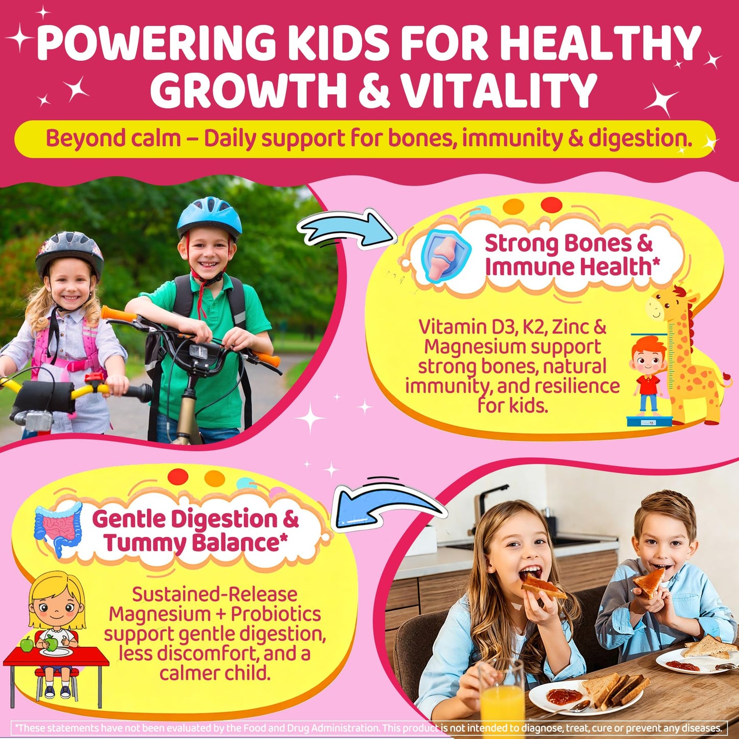 LILICARE Kids Calm Magnesium Glycinate Gummies, 60 Count