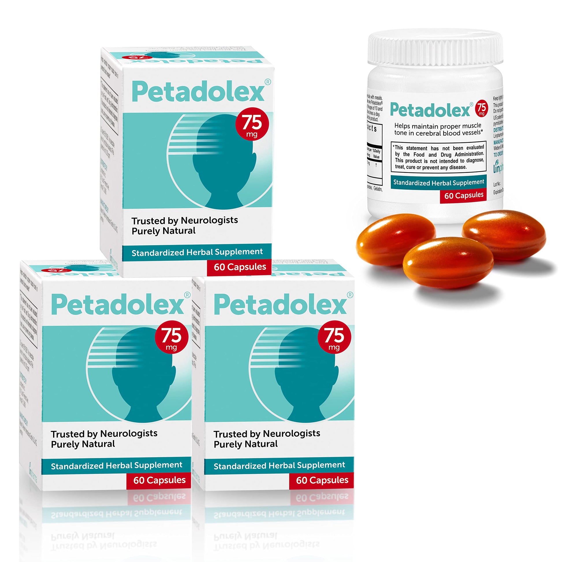 Petadolex Butterbur Root Extract 75 mg PA-Free Capsule, 180 Capsules