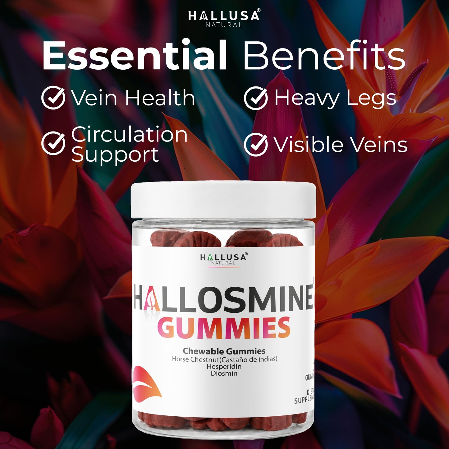 Hallusa Natural Hallosmine 400mg Gummies, 30 Count