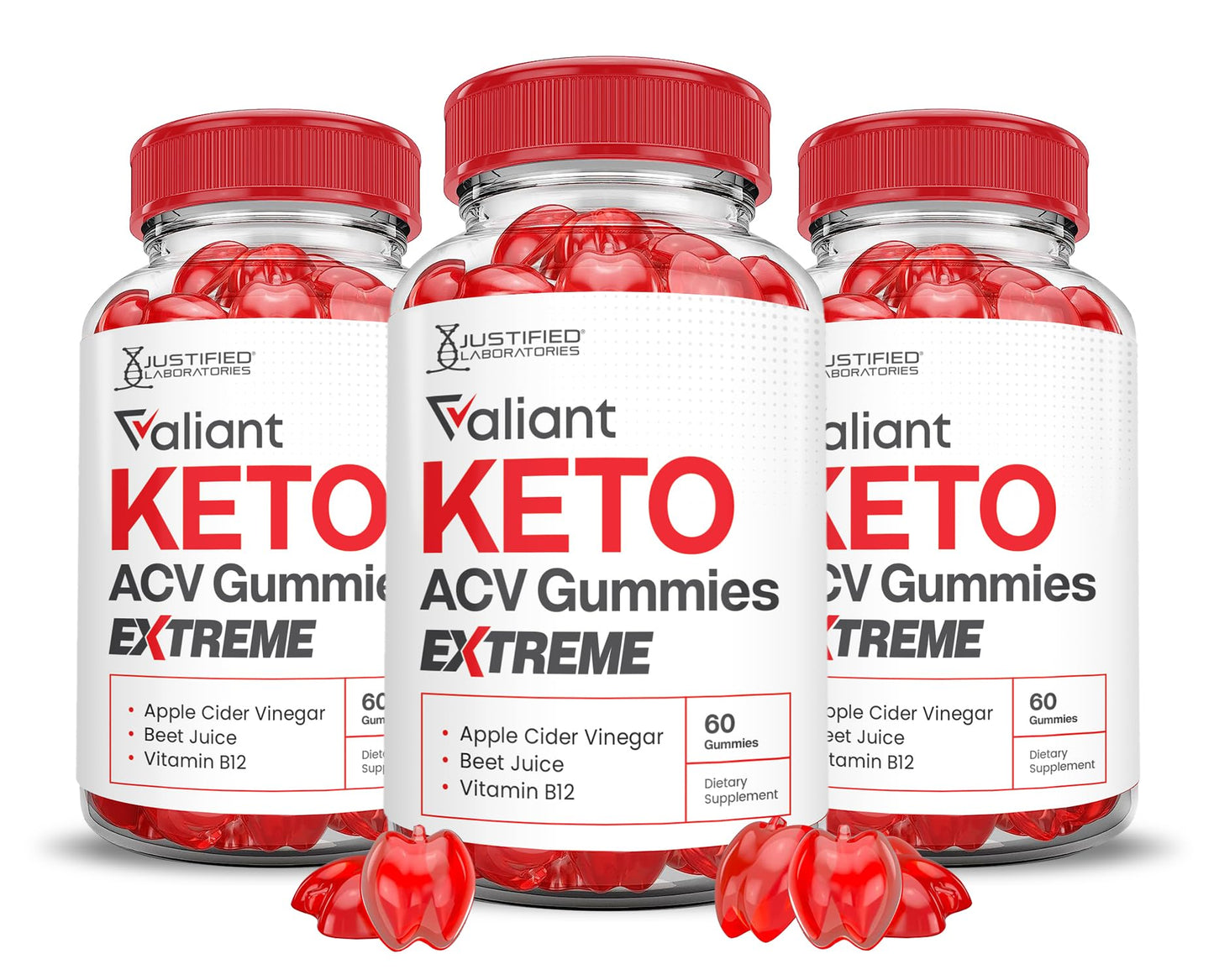Justified Laboratories Valiant Keto ACV Gummies Extreme 2000mg Apple Cider Vinegar, 180 Gummies