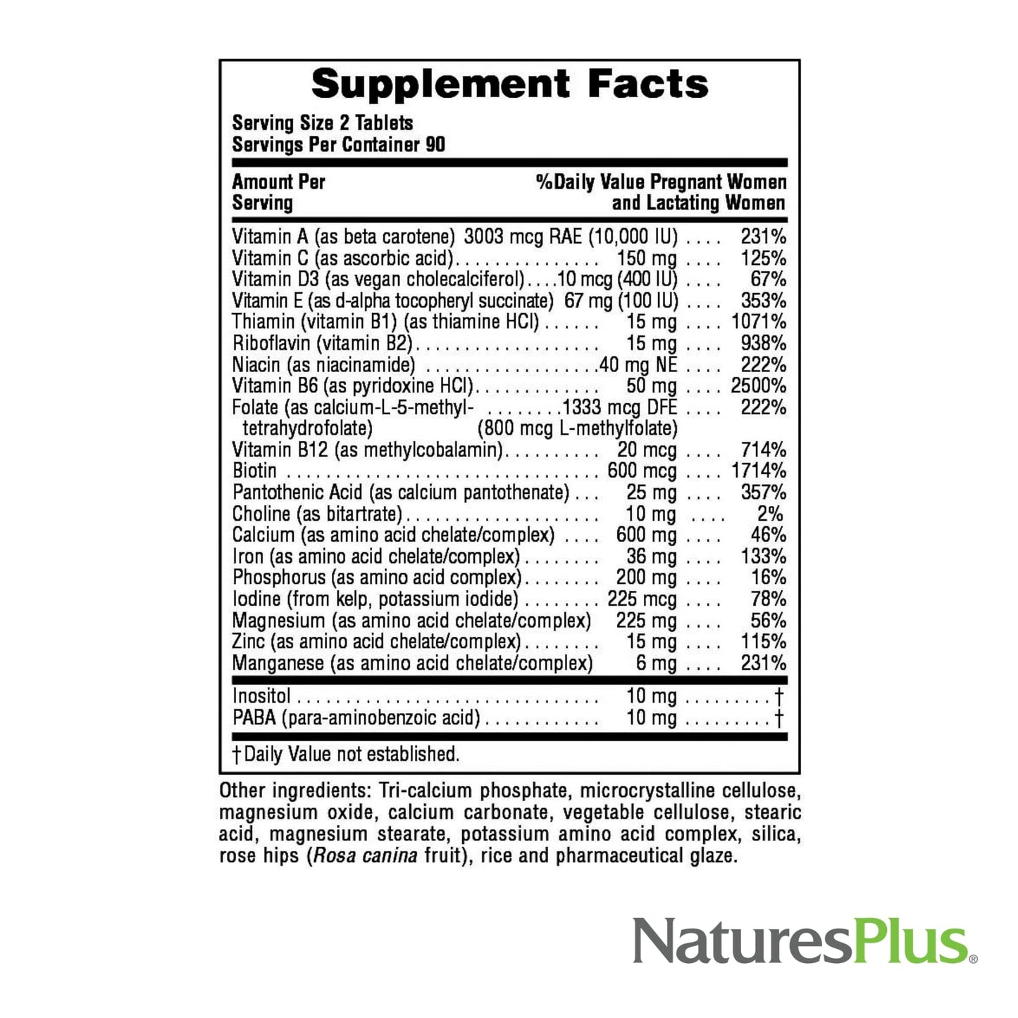 NaturesPlus Ultra Prenatal Multivitamin Tablets, 180 Vegetarian Tablets