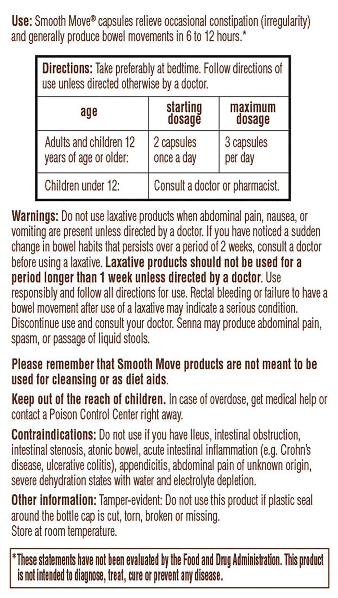 Traditional Medicinals Smooth Move Senna Capsules, 50 Capsules