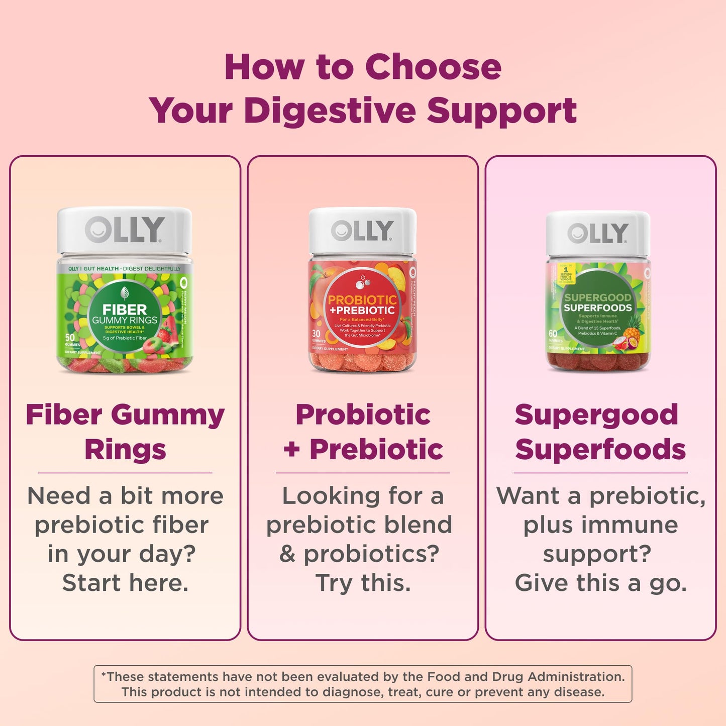 OLLY Fiber Gummy Rings, 100 Count