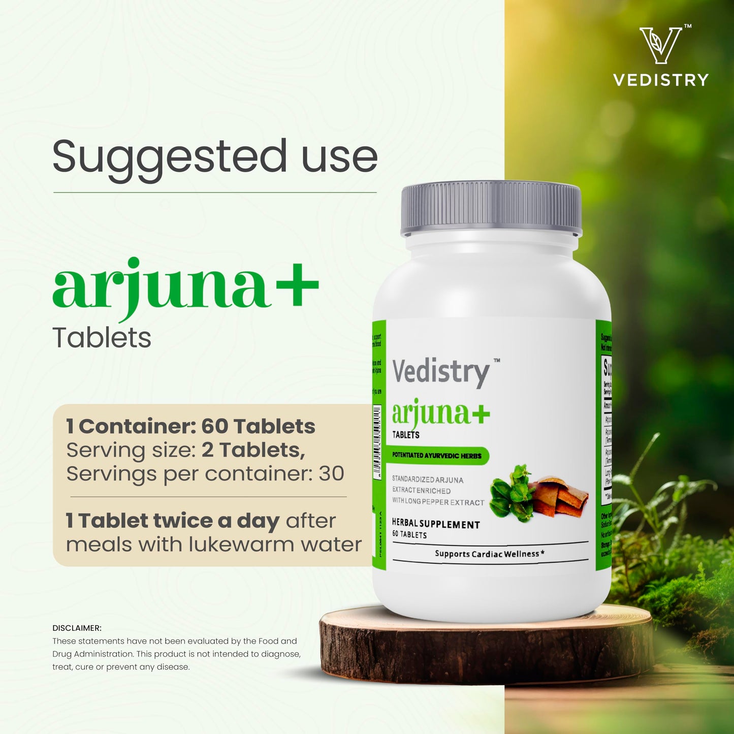 Vedistry Arjuna Bark Extract Supplement Tablet, 60 Tablets