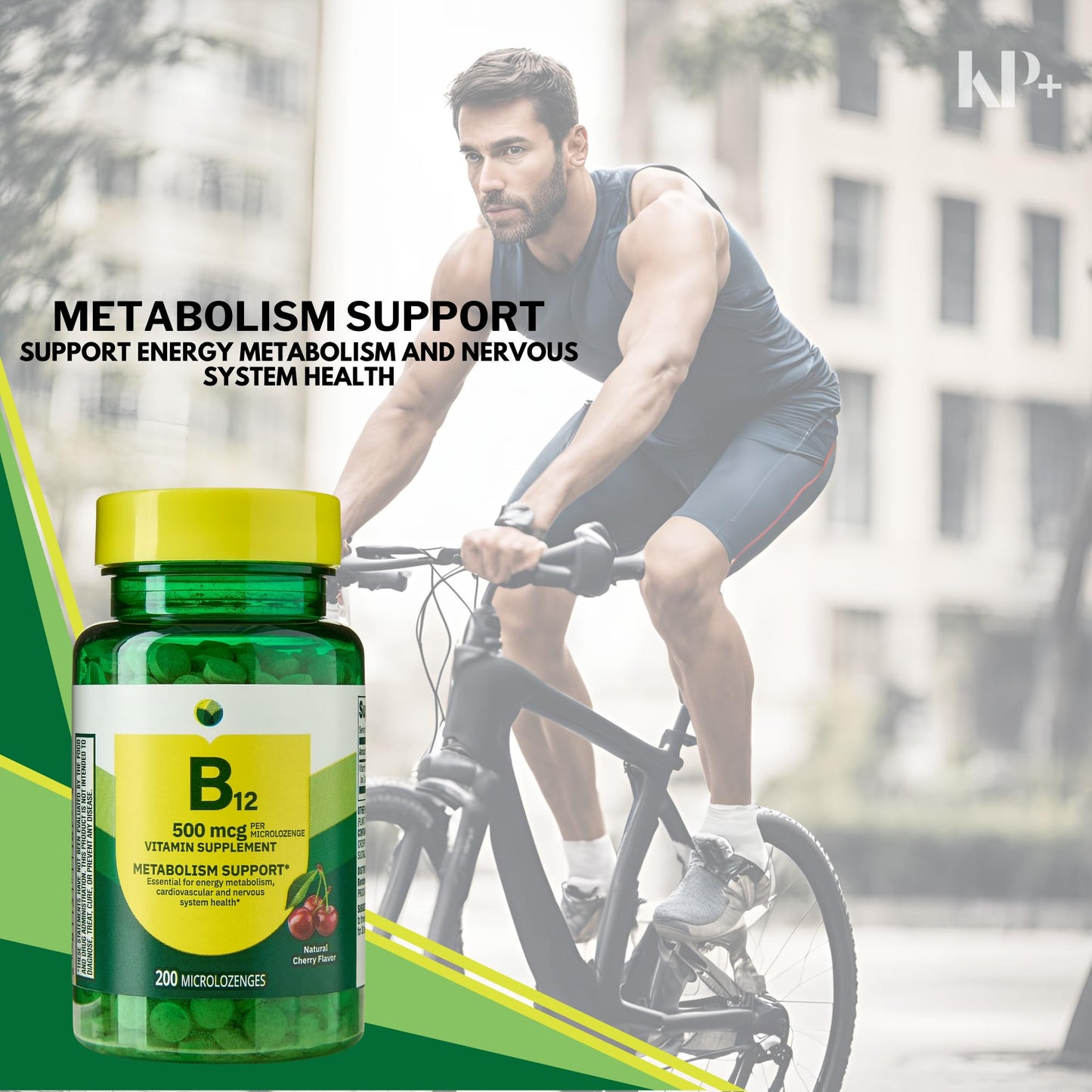 KP+ Vitamin B12 500 mcg Vitamin Supplement Tablets, 200 Count