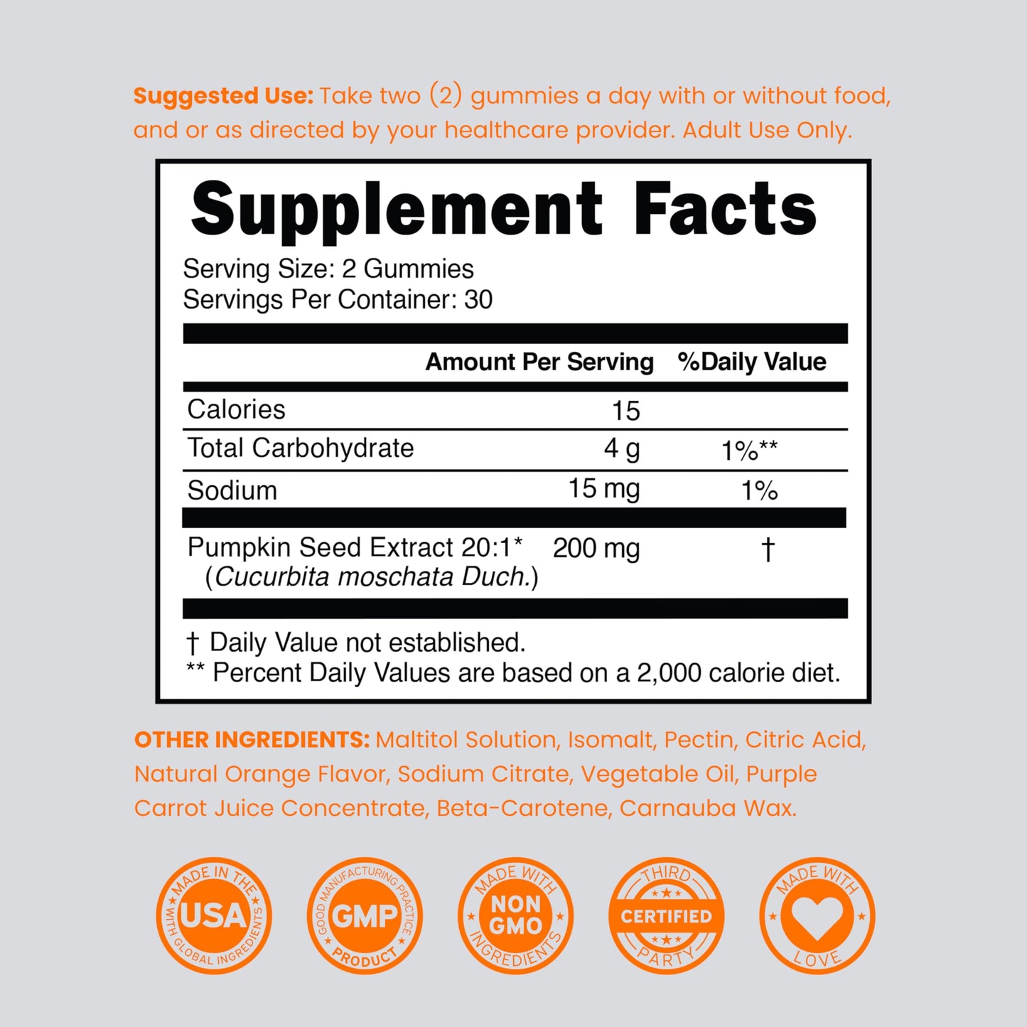 DORADO NUTRITION Pumpkin Seed Oil Gummies 4000mg, 60 Count