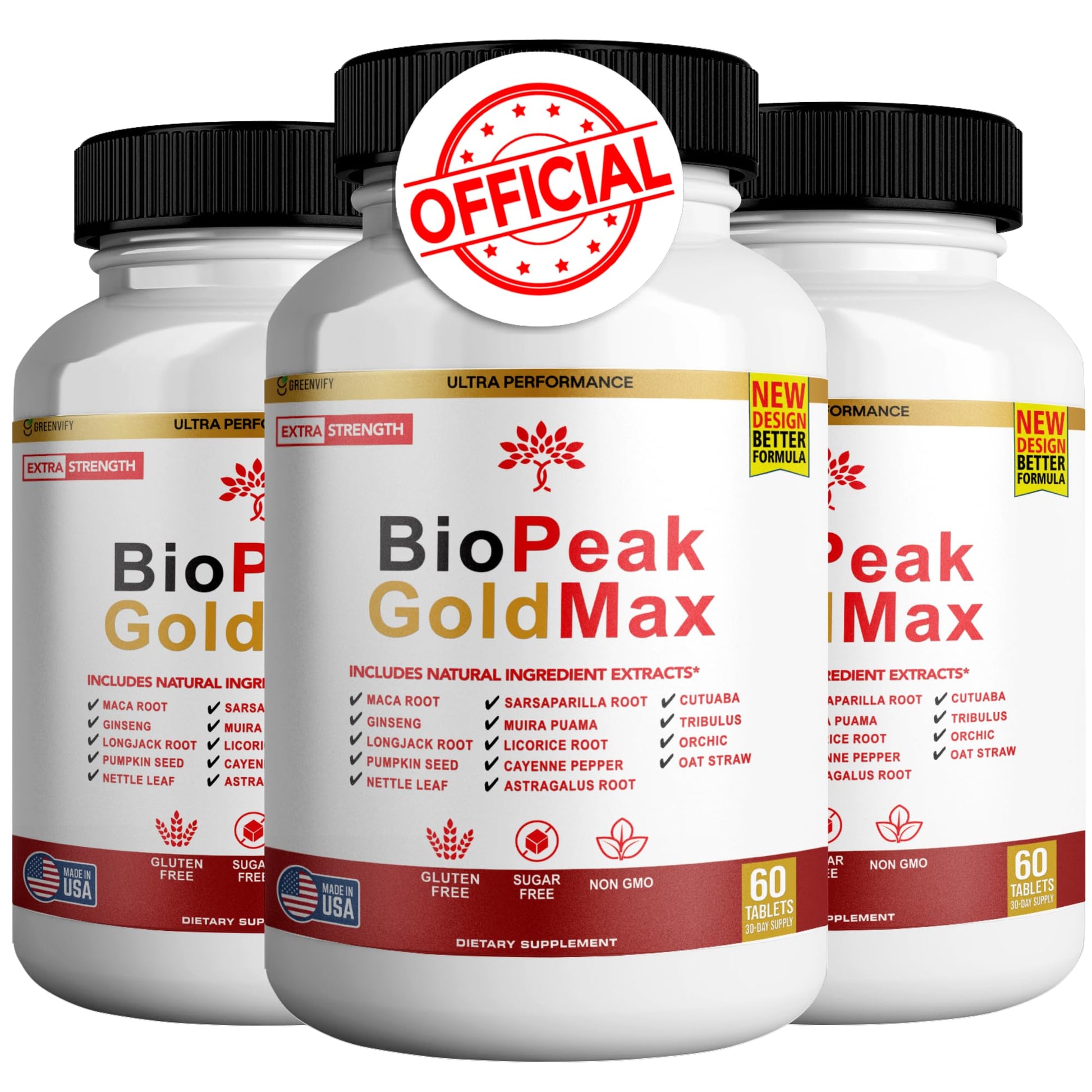 GREENVIFY BioPeak GoldMax Extra Strength Natural Performance Supplement Capsules 180