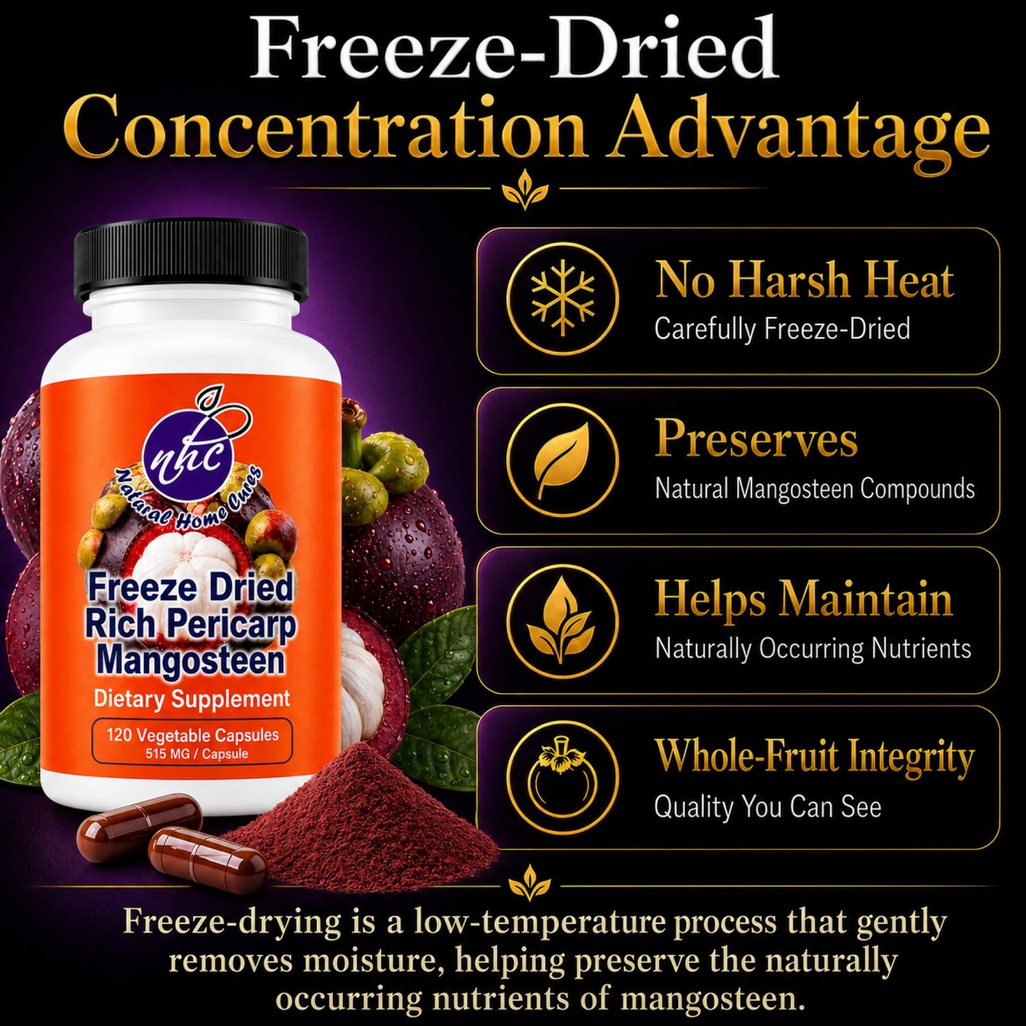 Natural Home Cures Mangosteen Supplement Capsules 120 Capsules