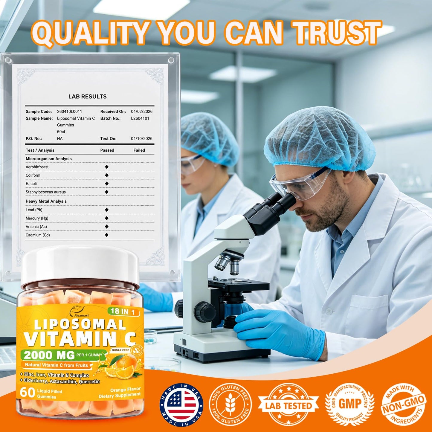 Fleamart Liposomal 2000mg Vitamin C Gummies, 60 Count