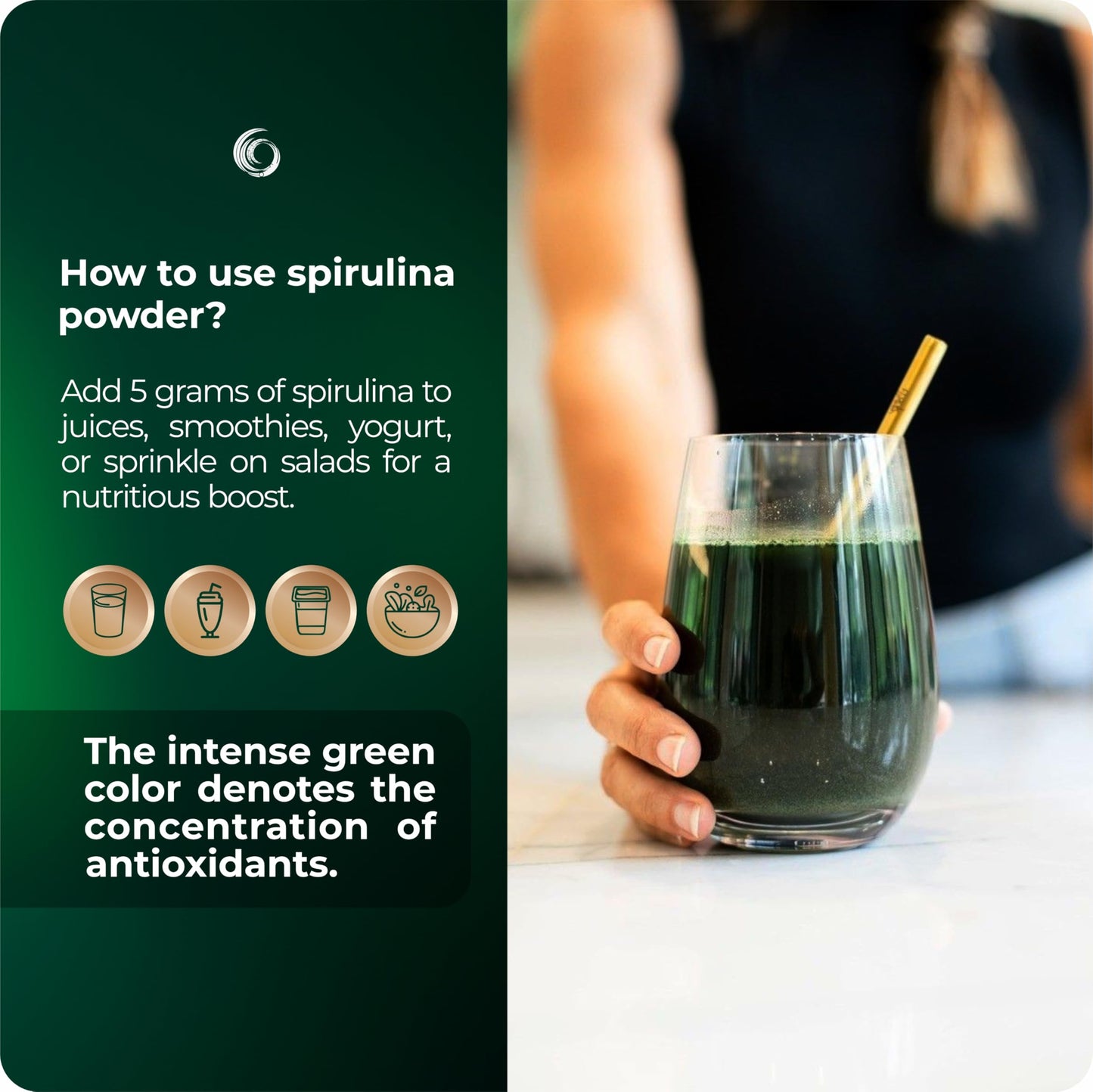 SpirulinaMater USDA Organic Spirulina Powder 10 oz