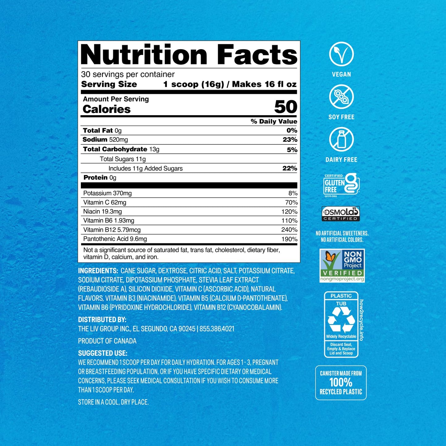 Liquid I.V. Hydration Electrolytes Powder, Strawberry, 30 Servings