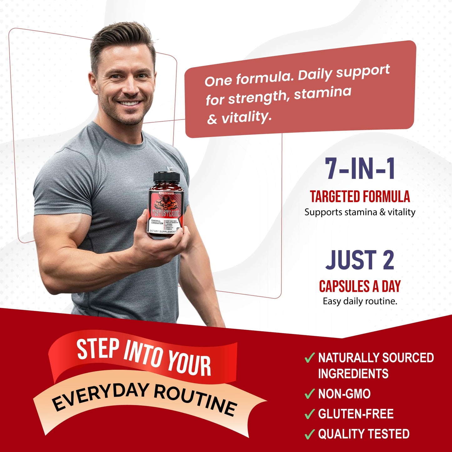 Aumeto Vitality & Wellness Support for Men with Tribulus, Tongkat Ali, Maca Root, L-Arginine & Vitamin D3 – 90 Capsules