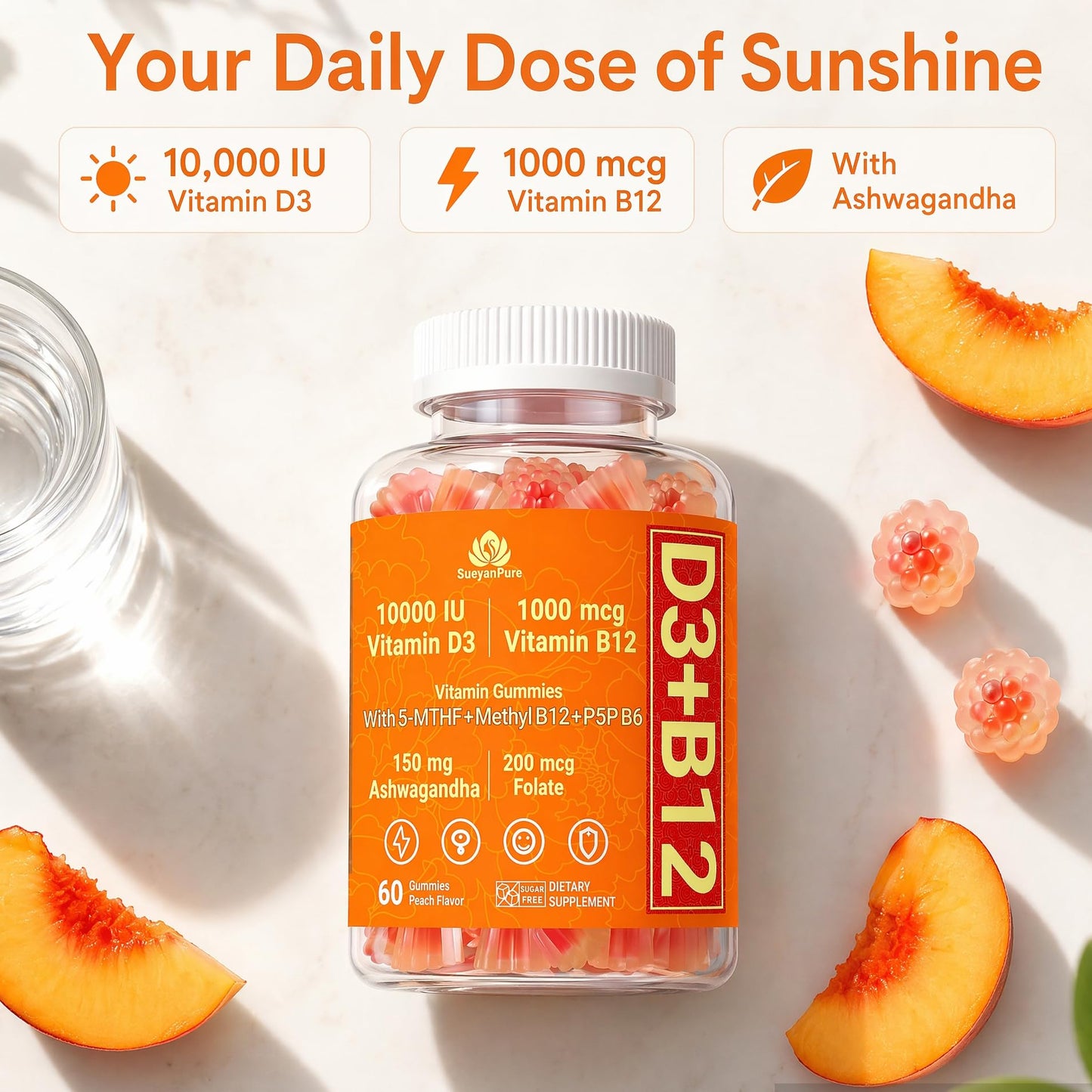 SueyanPure D3 + B12 Gummies 60 Count