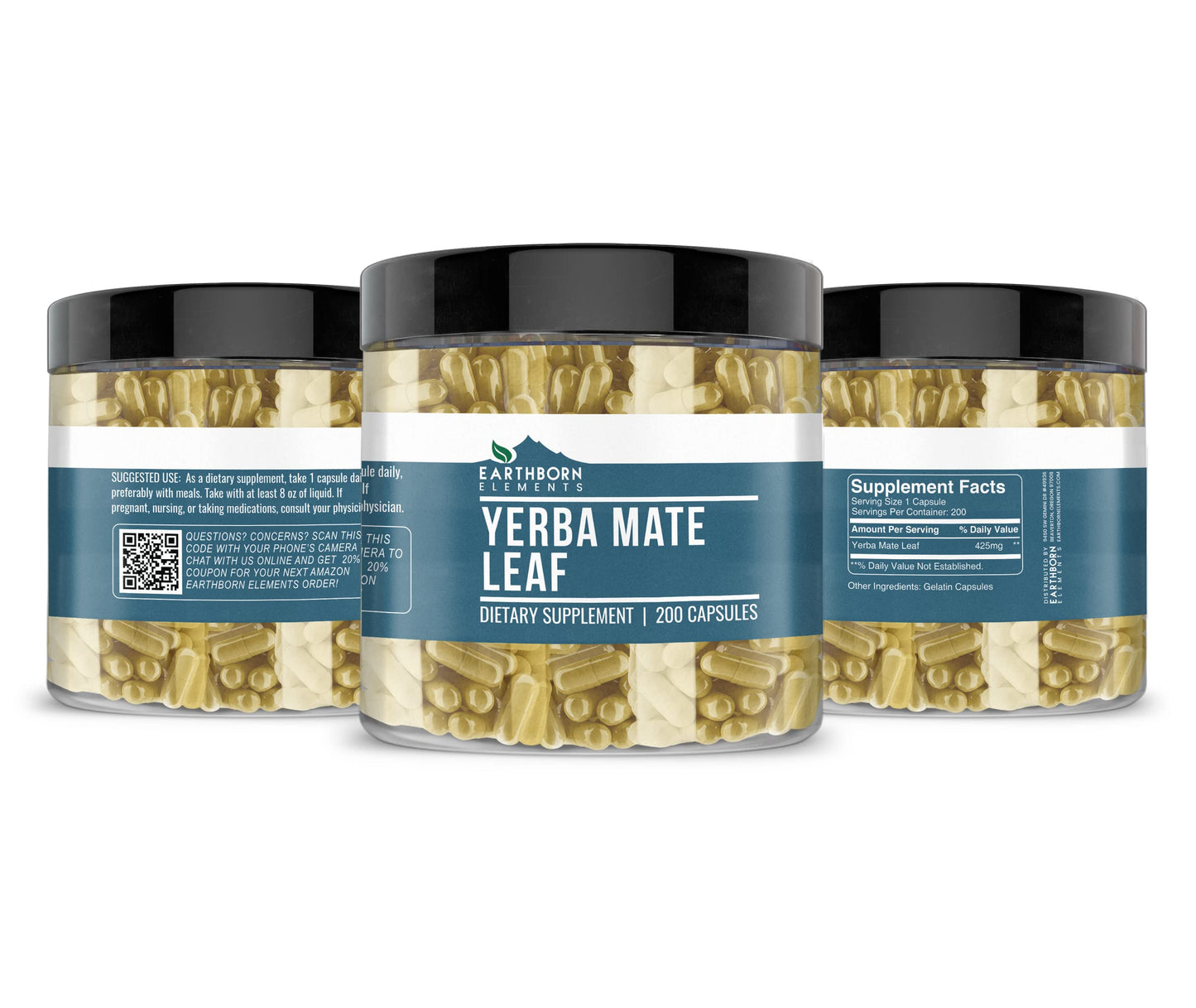 Earthborn Elements Yerba Mate Leaf 200 Capsules