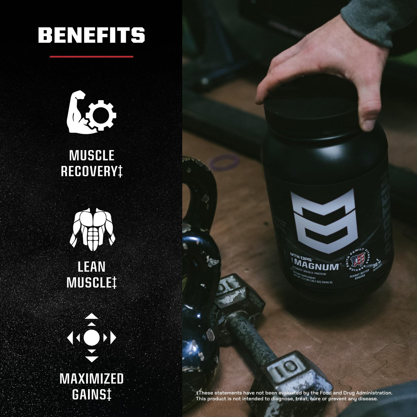 MTN OPS Magnum Protein Powder Whey Protein Blend with BCAAs Low Sugar Gluten Free Peanut Butter Banana, 33.8 Servings