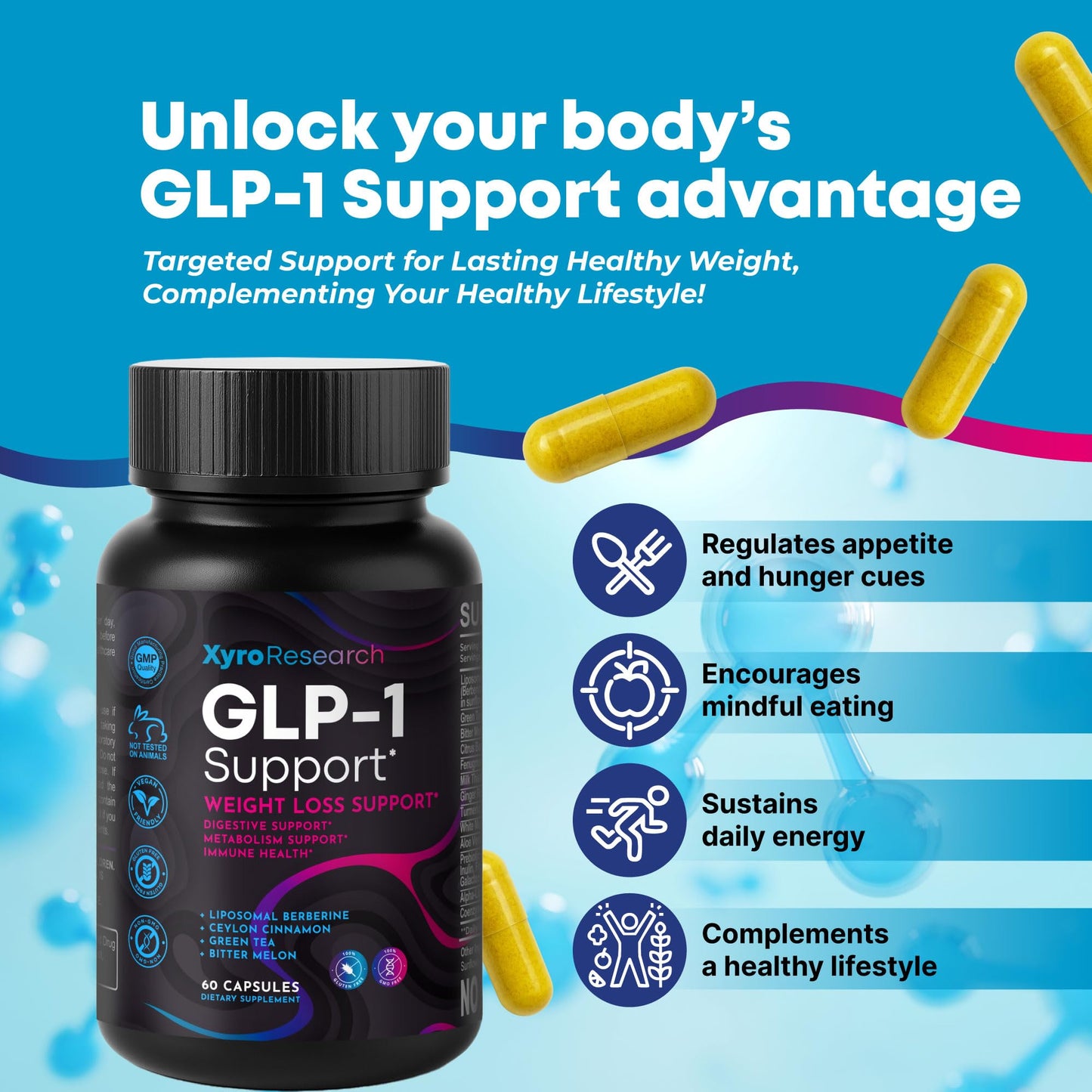 Xyro Research GLP-1 Support Weight Loss Supplement Capsule 60 Count