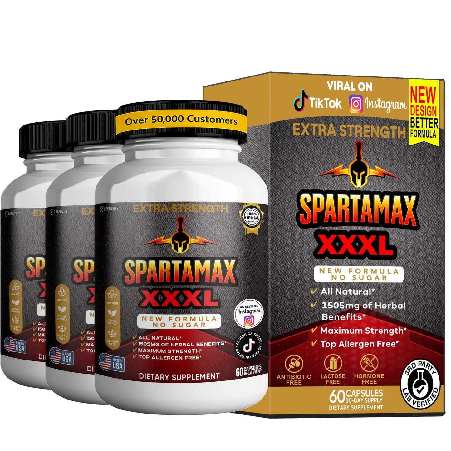 GREENVIFY Spartamax XXXL Maca Root Dietary Supplement 60 Capsules